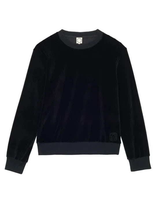 Sudadera Mathilde de terciopelo negro liso