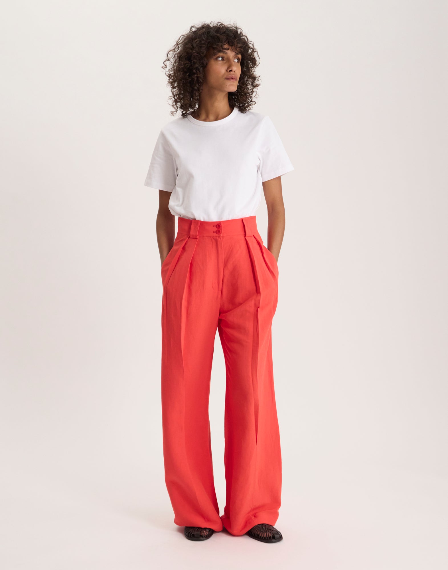 Marlène trousers in rayon and flax
