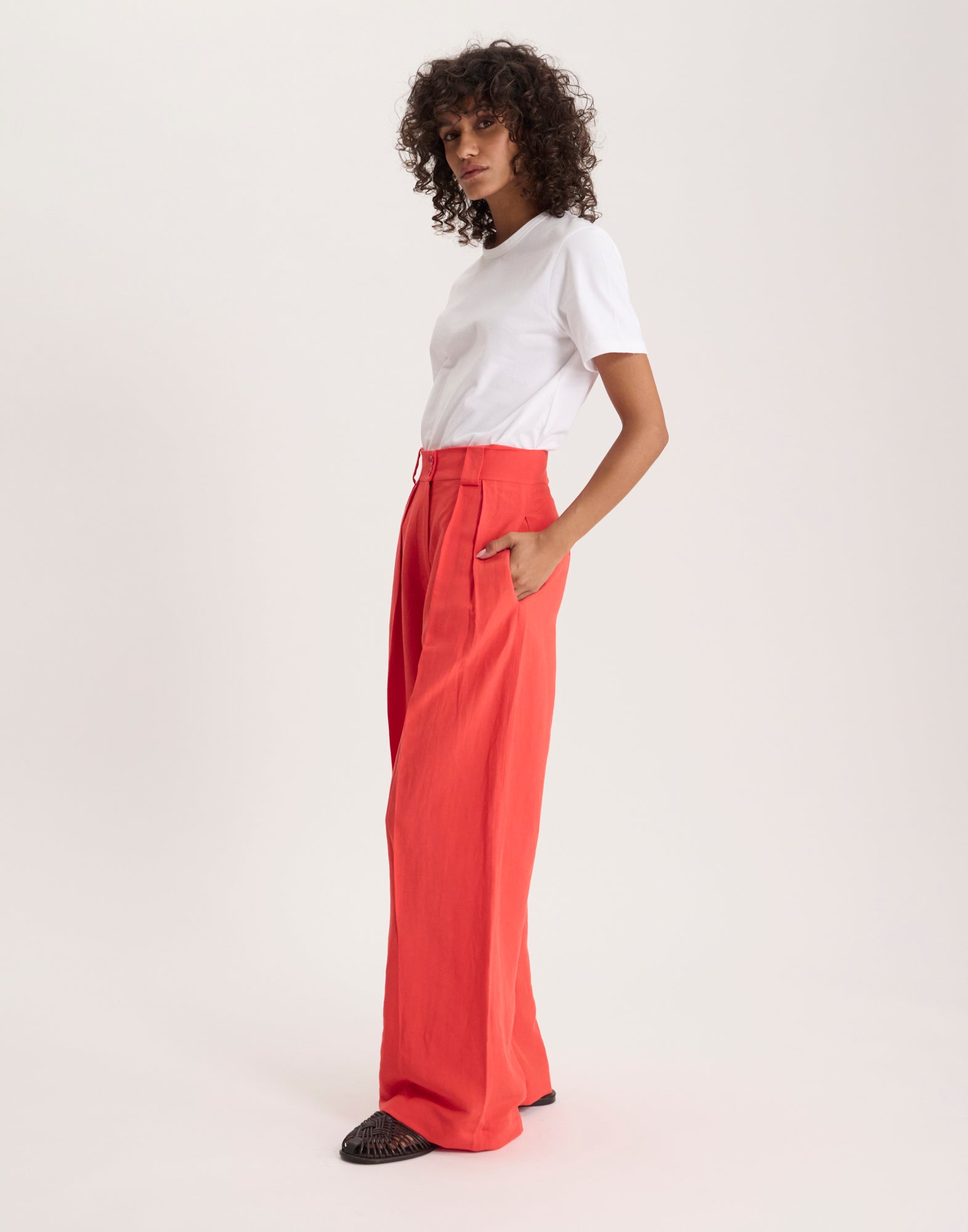 Marlène trousers in rayon and flax