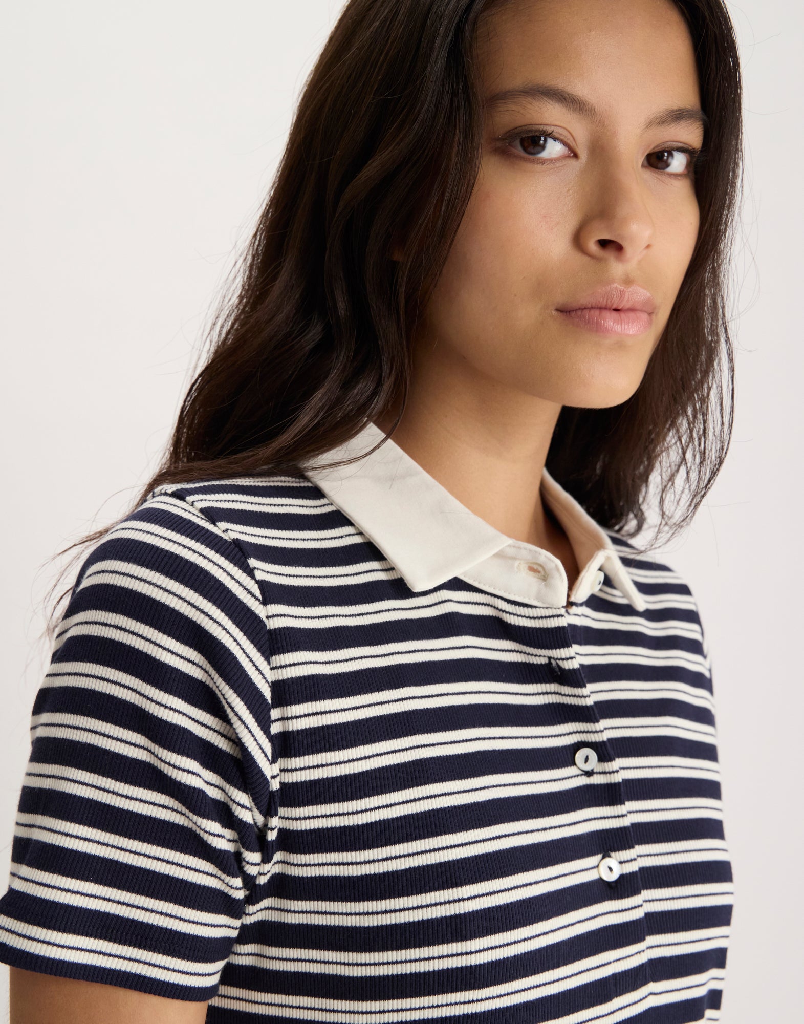 Roman-style cotton polo dress