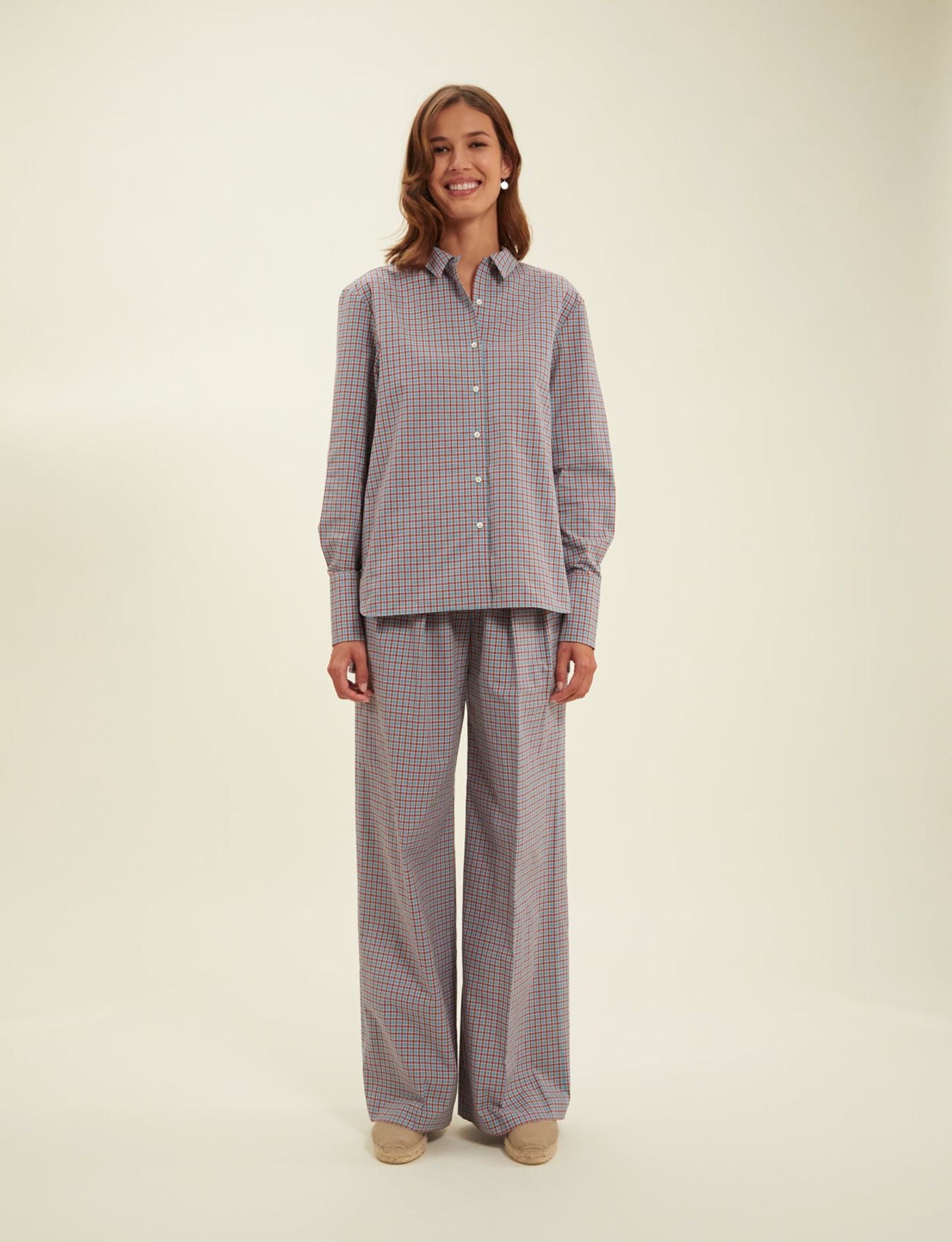 Falco turquoise check shirt