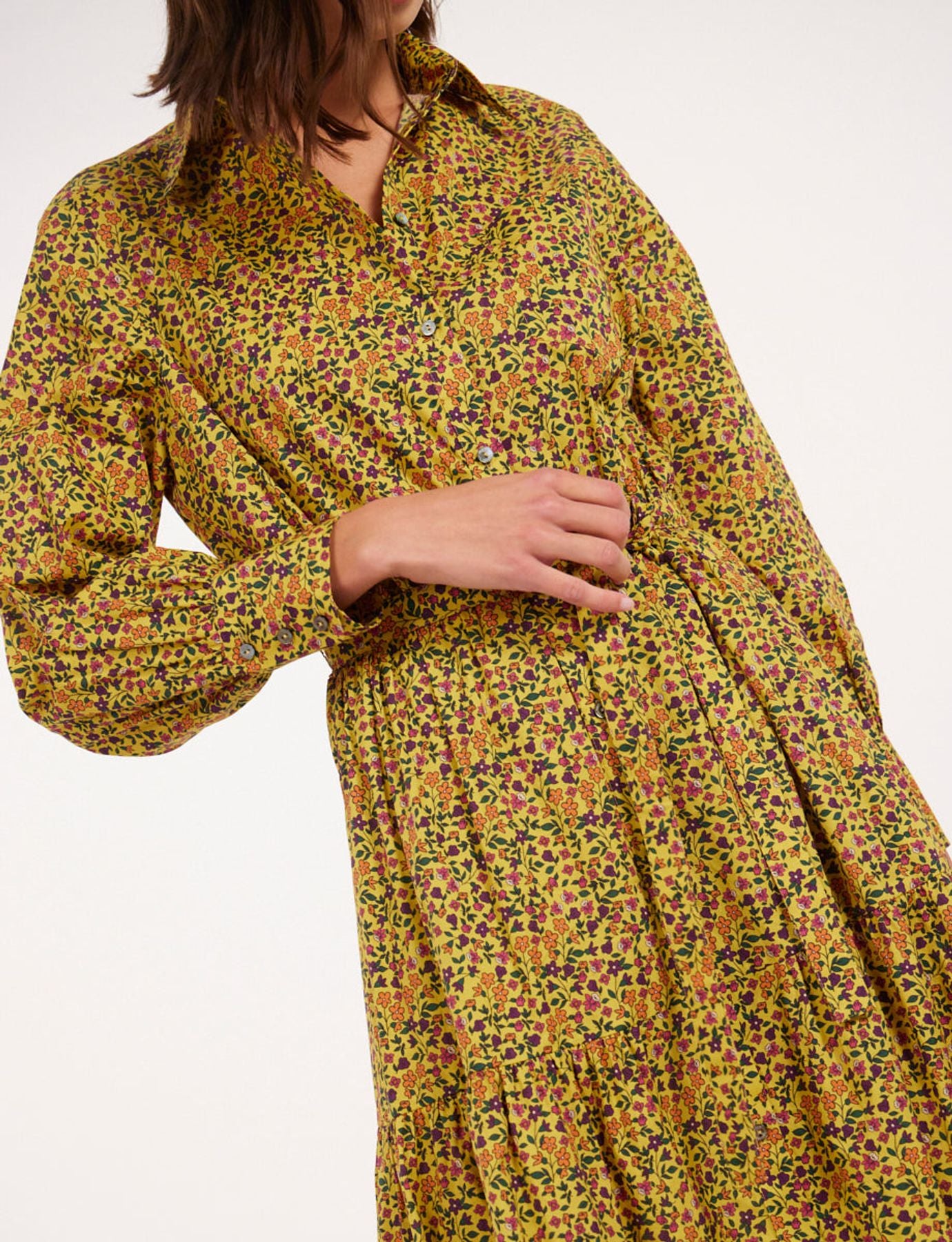 Vestido floral amarillo Léna