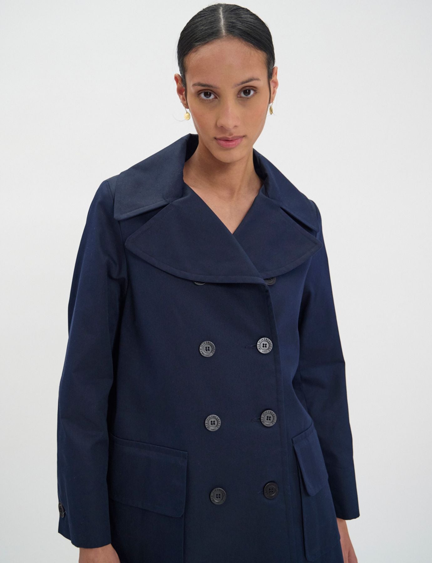 Lightweight navy blue Seraphine coat