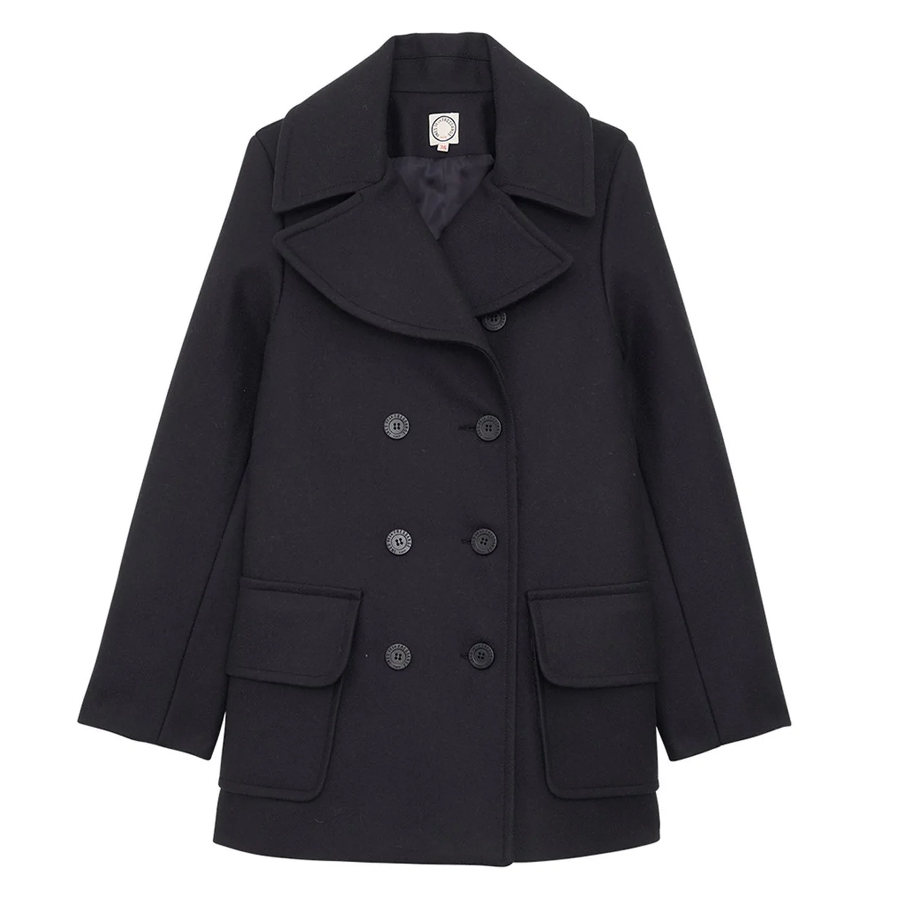 Lightweight navy blue Séraphine coat, made in France