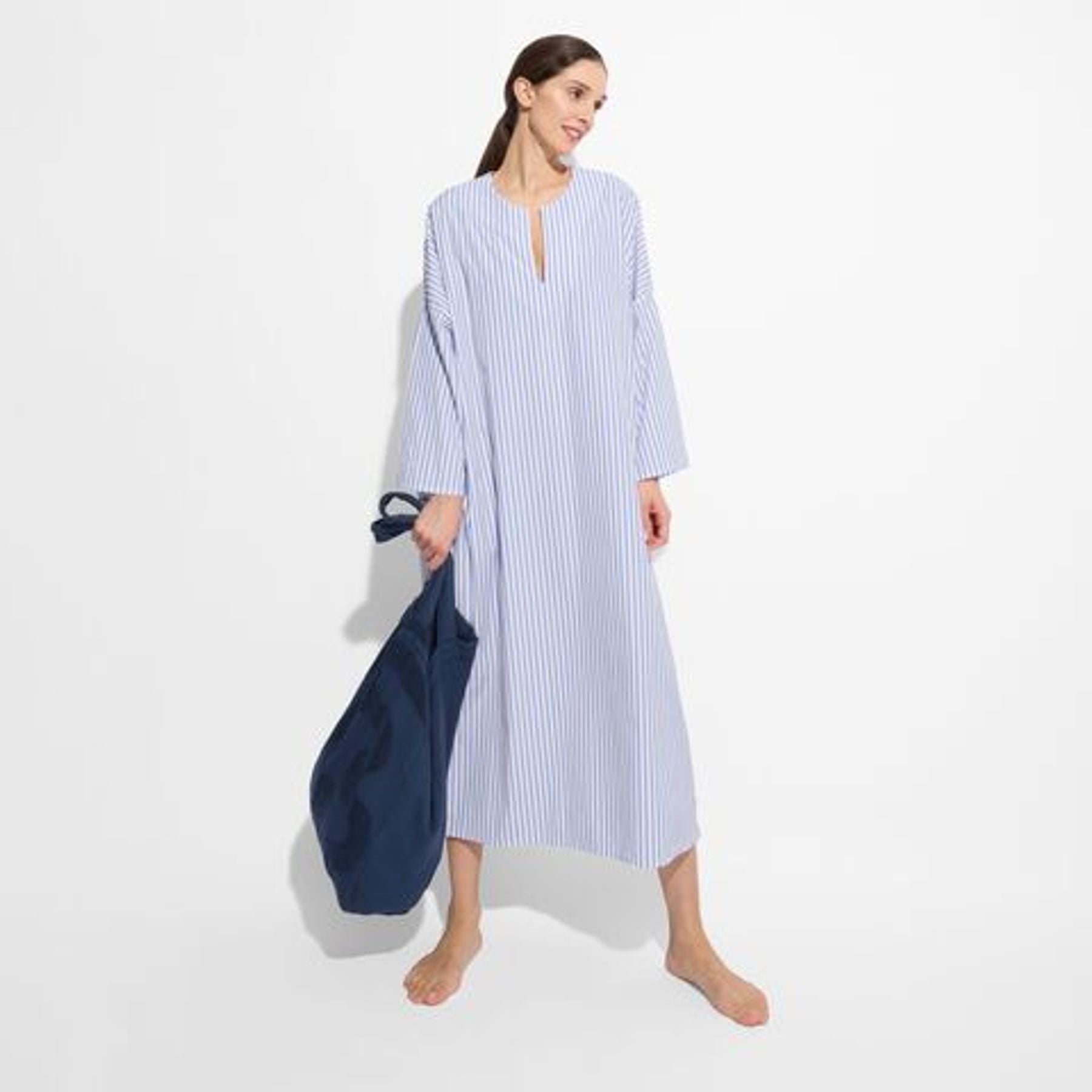 Túnica Livy de algodón orgánico, azul con rayas, Ines x Vilebrequin