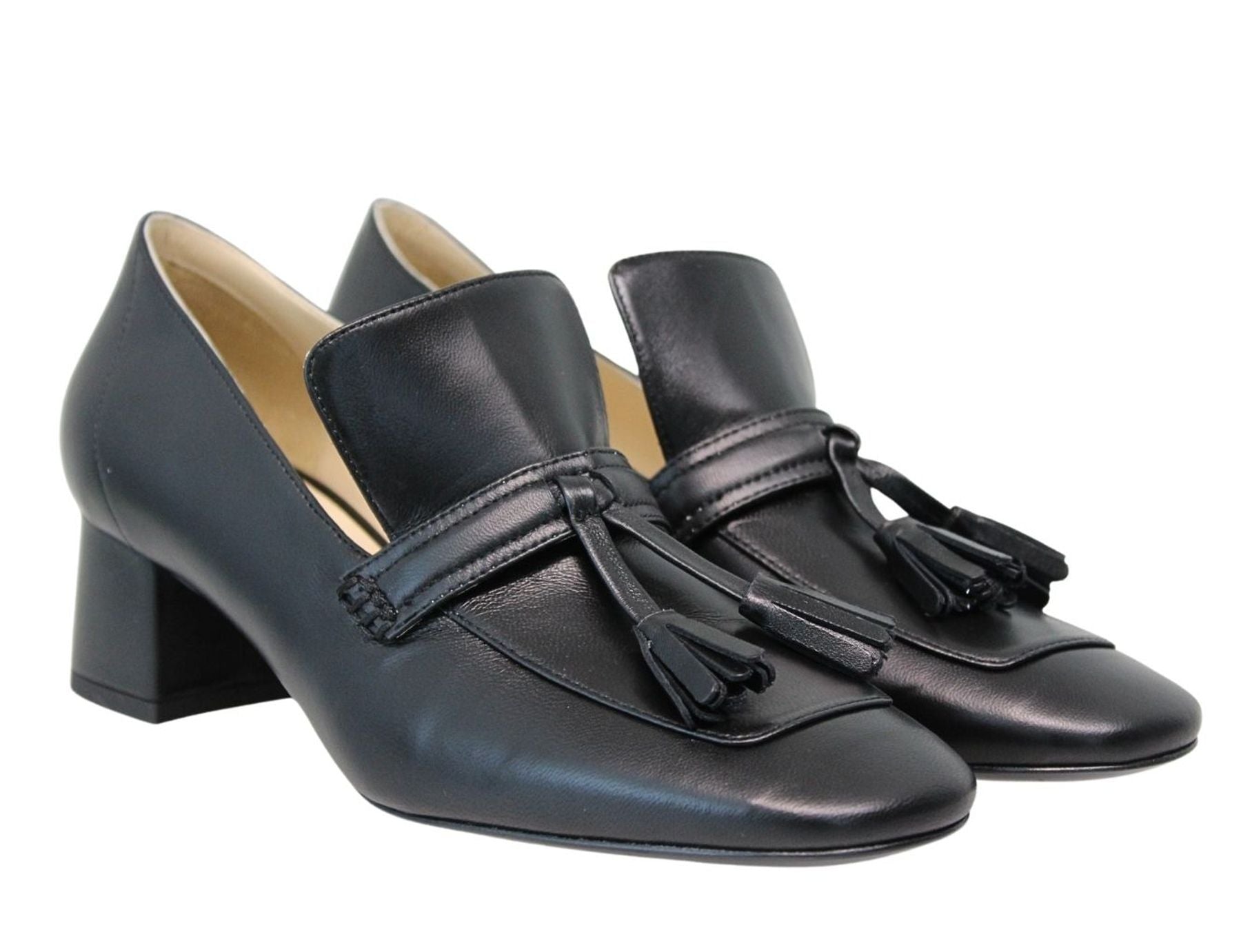 Mocasines de tacón Élise de piel flexible negra