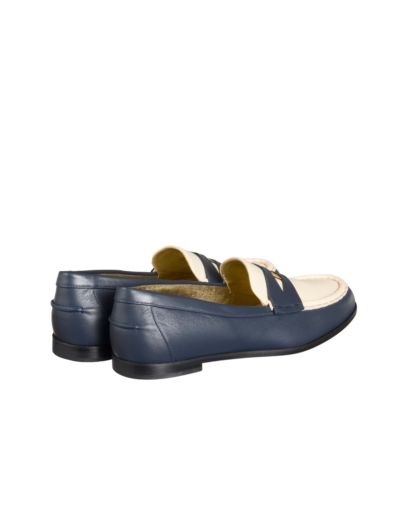 Mocasín Elvire Piel azul marino y beige