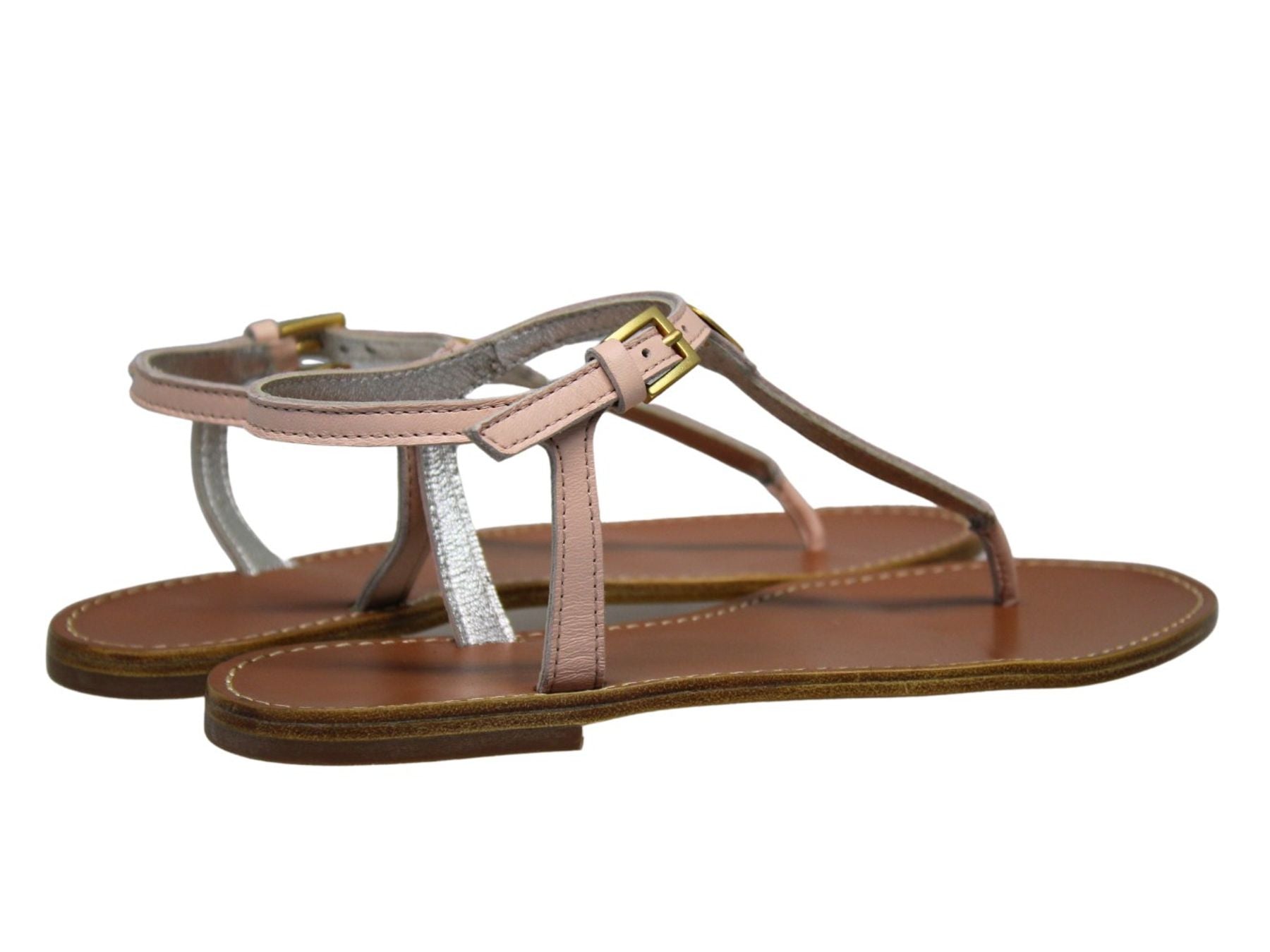 Nude leather flat sandals