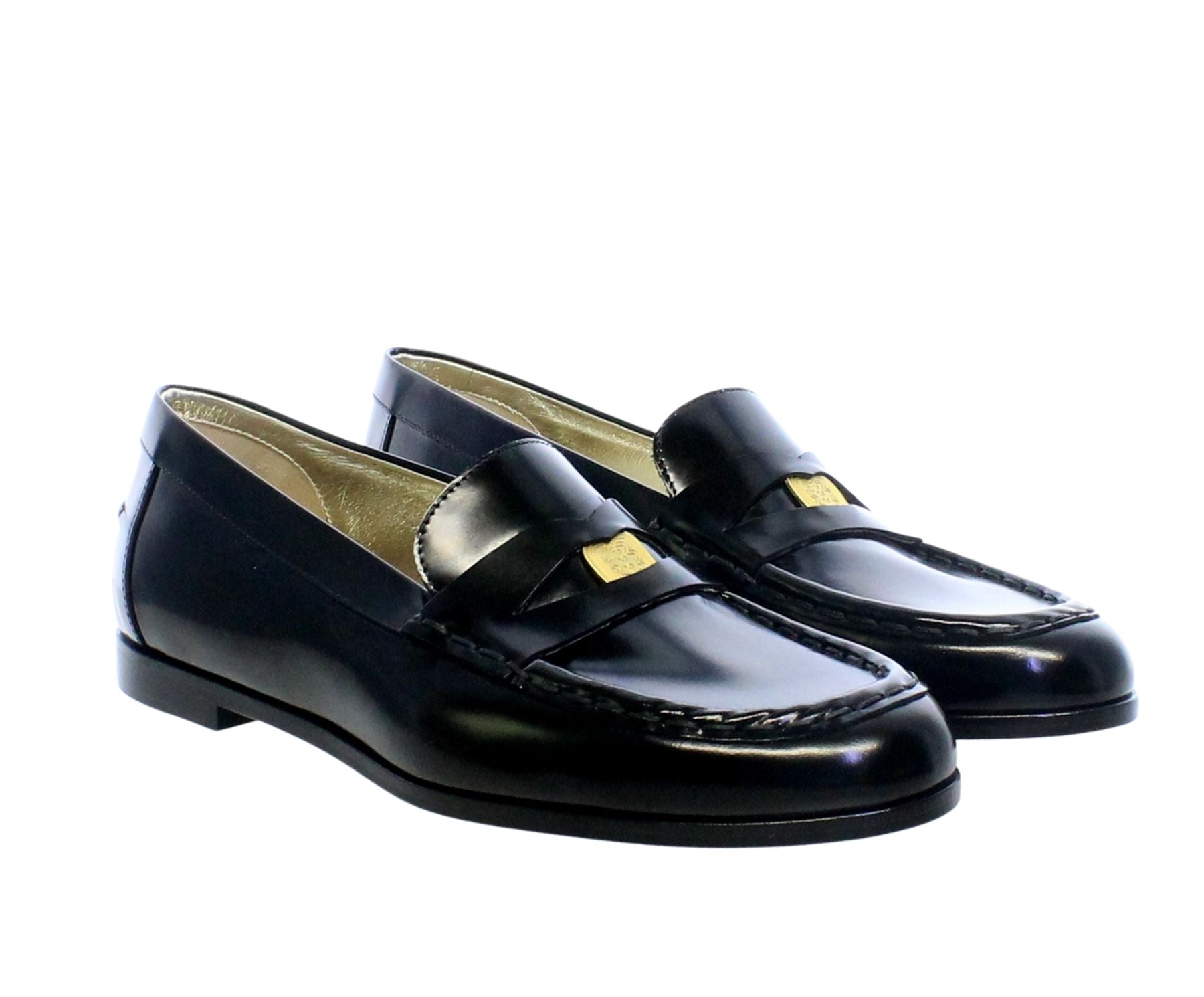 Mocasín Elvire de piel glacé negra