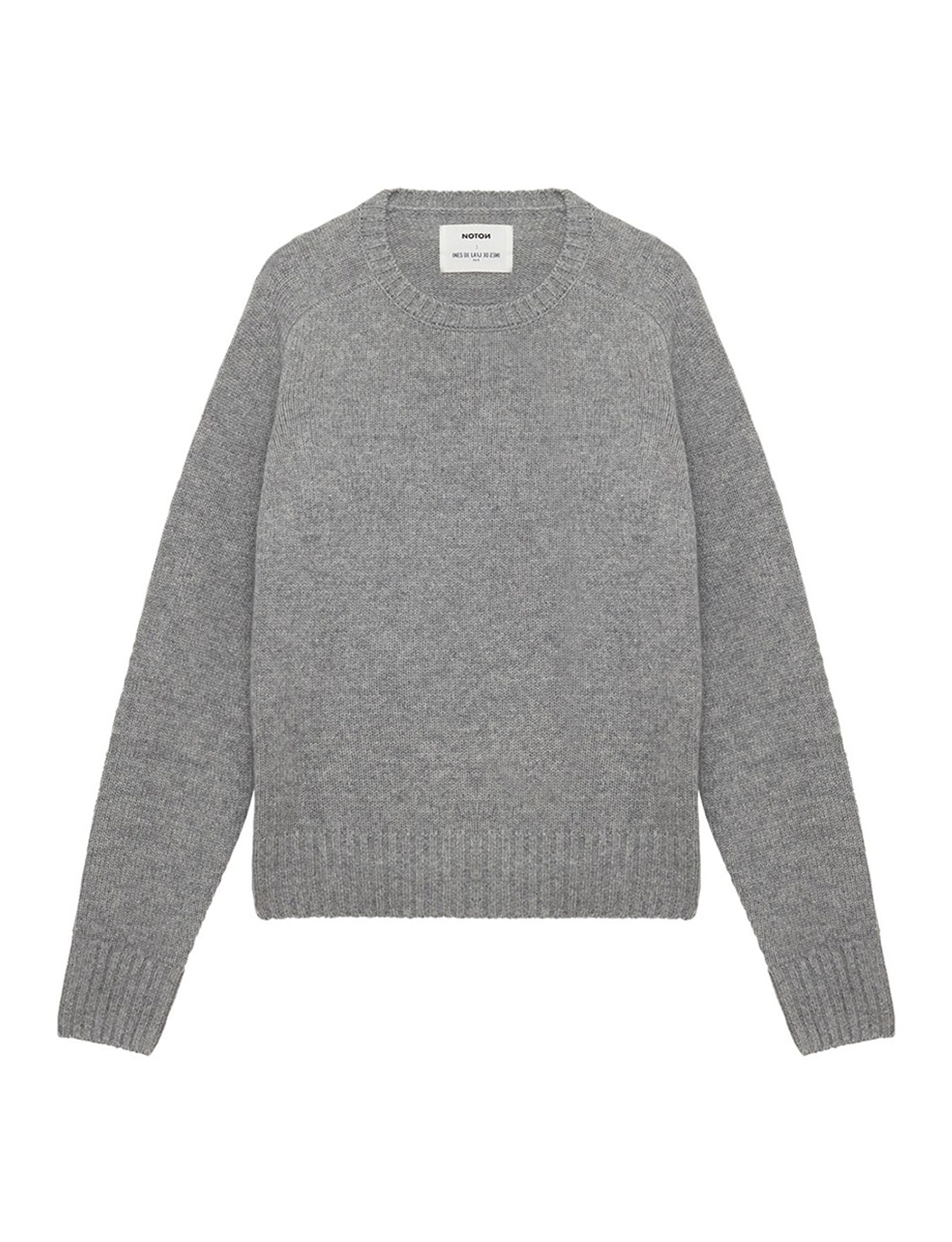 Ines x jersey de cachemira gris de cuello redondo con mangas martillo Notshy