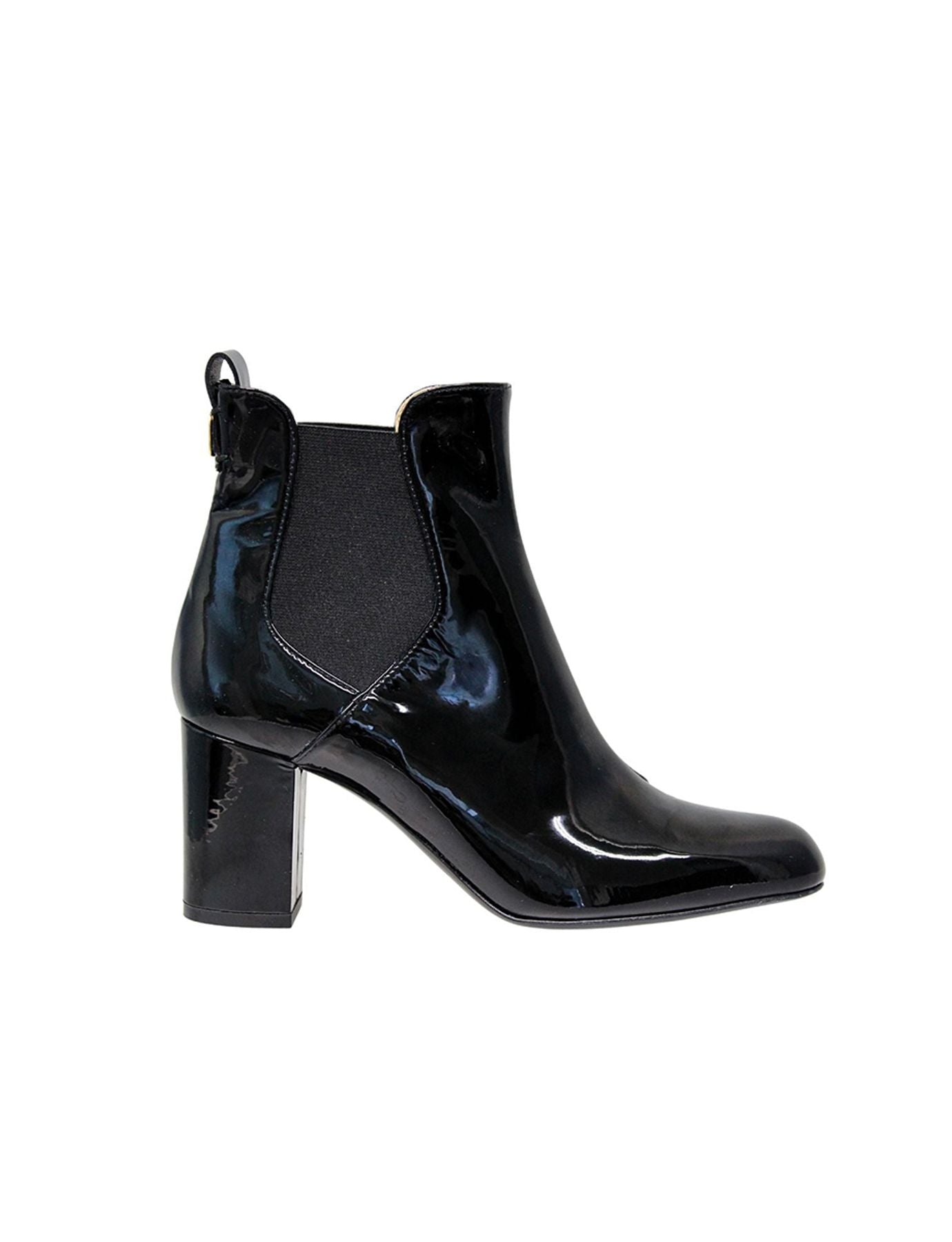 Botines de tacón de charol negro