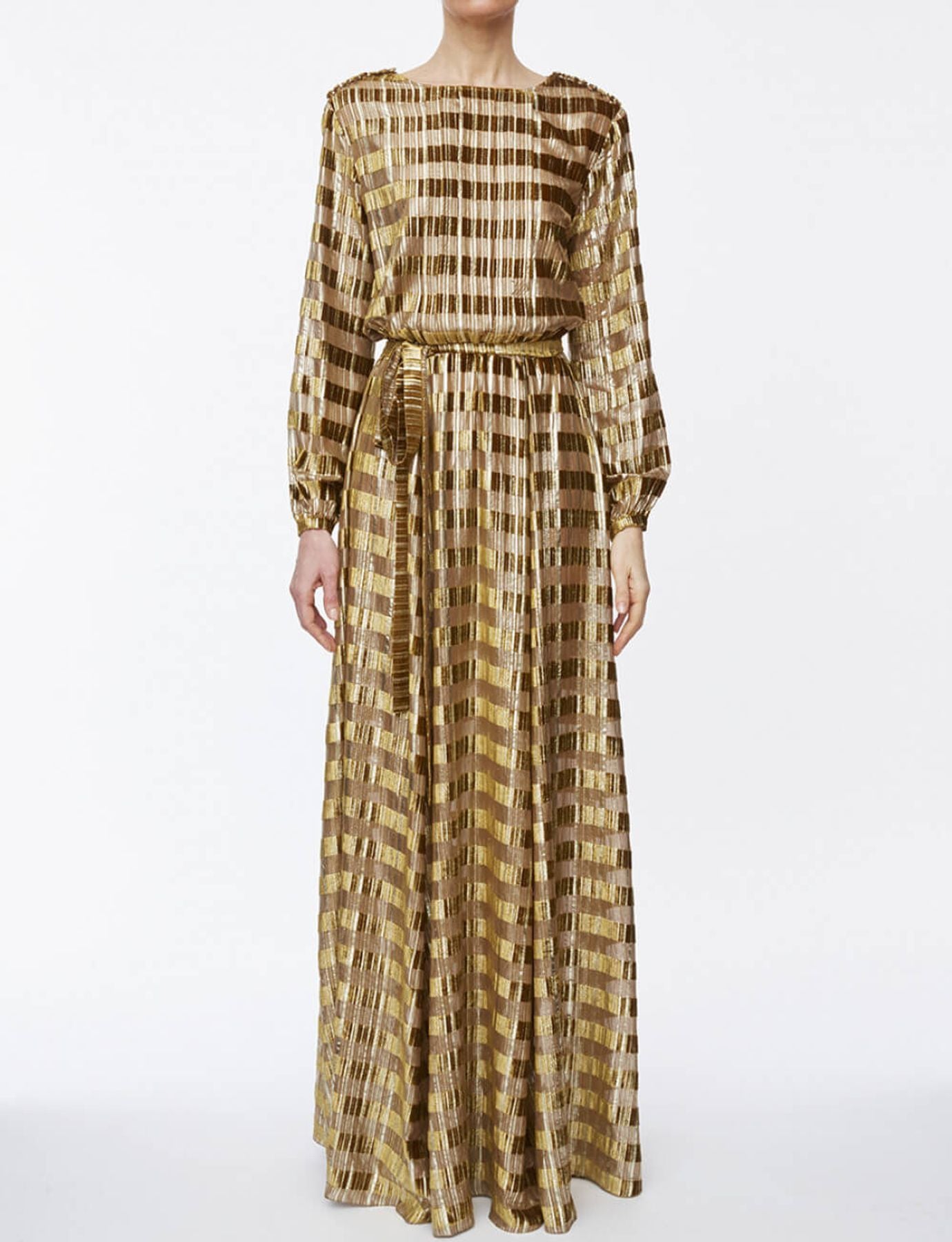 Vestido dorado de terciopelo y lúrex Adele