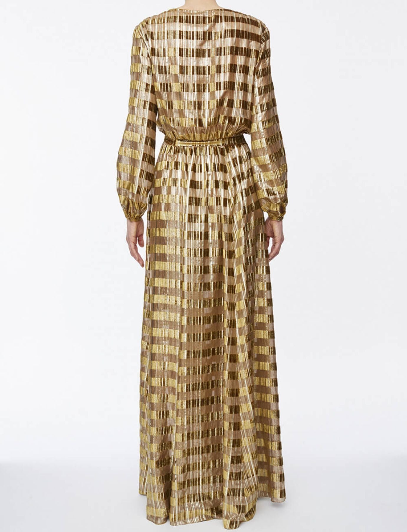 Vestido dorado de terciopelo y lúrex Adele