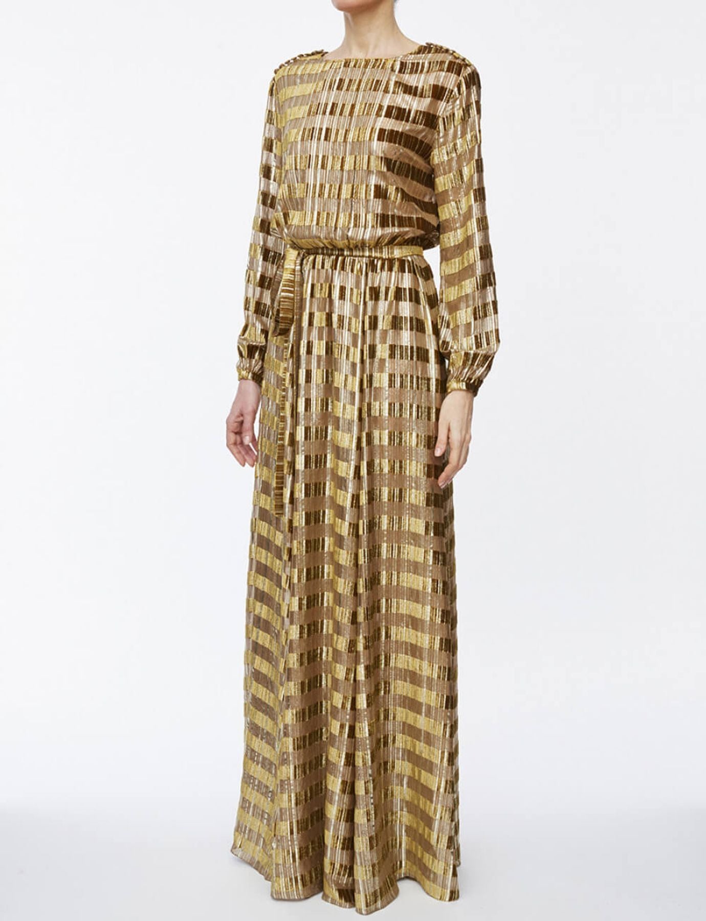 Vestido dorado de terciopelo y lúrex Adele