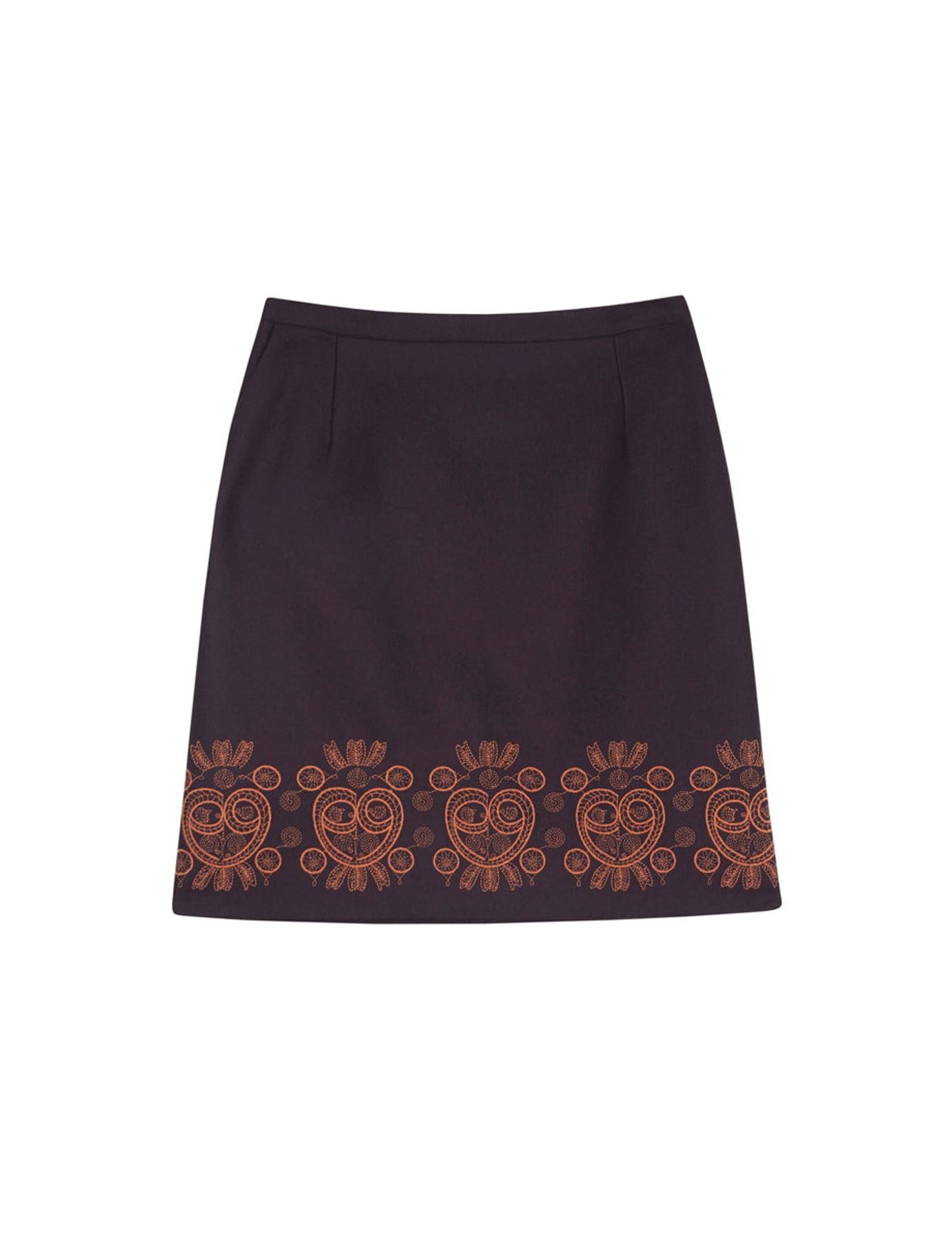 Falda Sophia de lana marrón oscura
