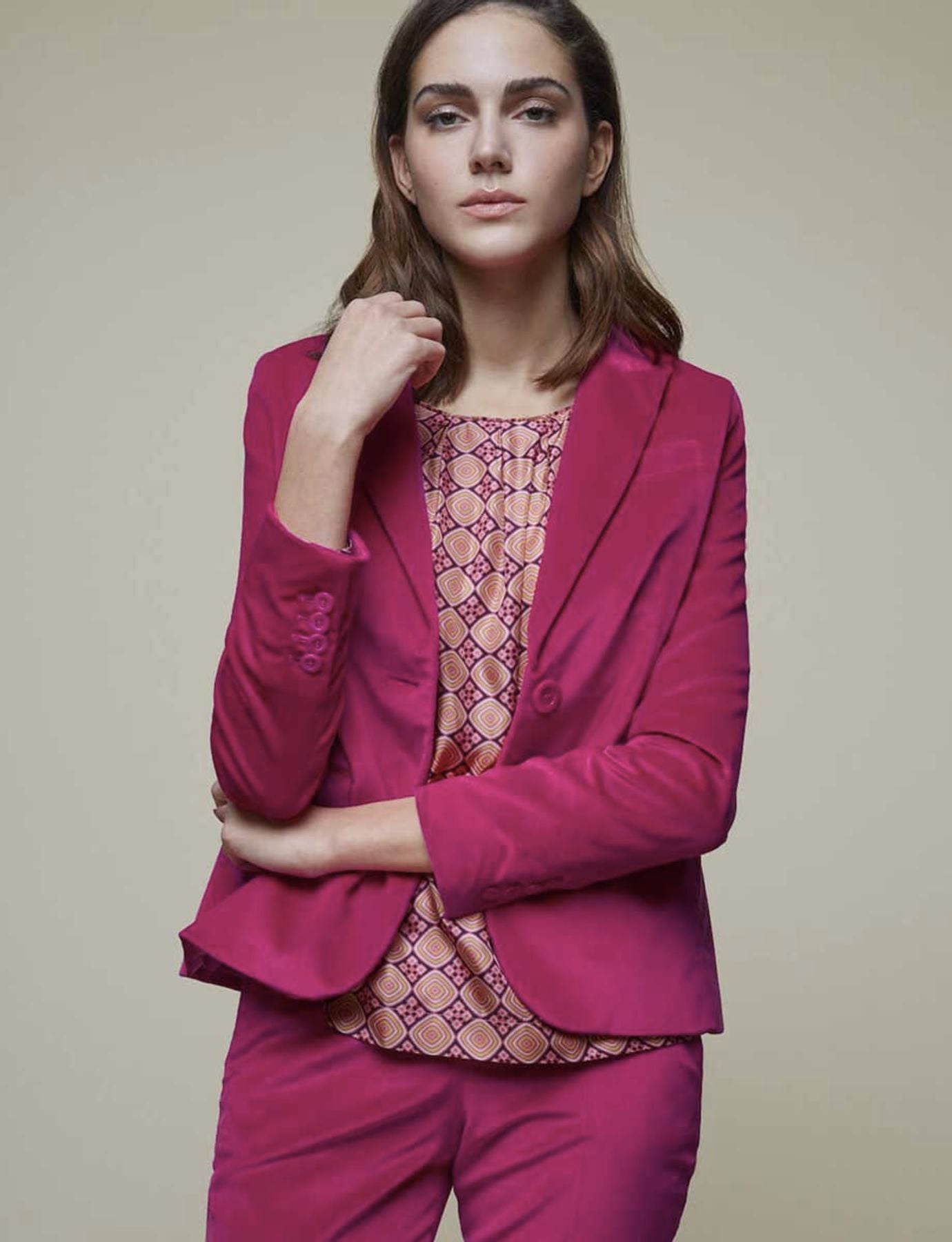 Audrey fuchsia velvet trousers