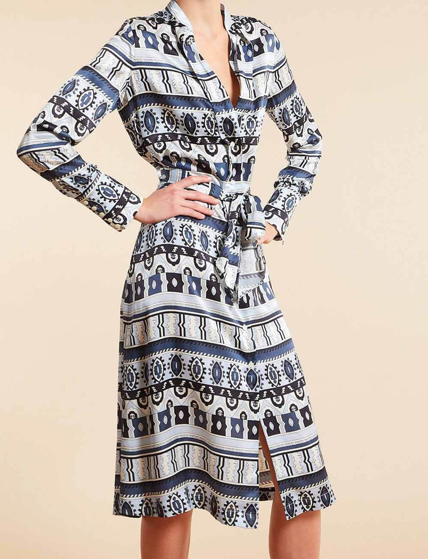 Vestido estampado orquídea Ritz azul