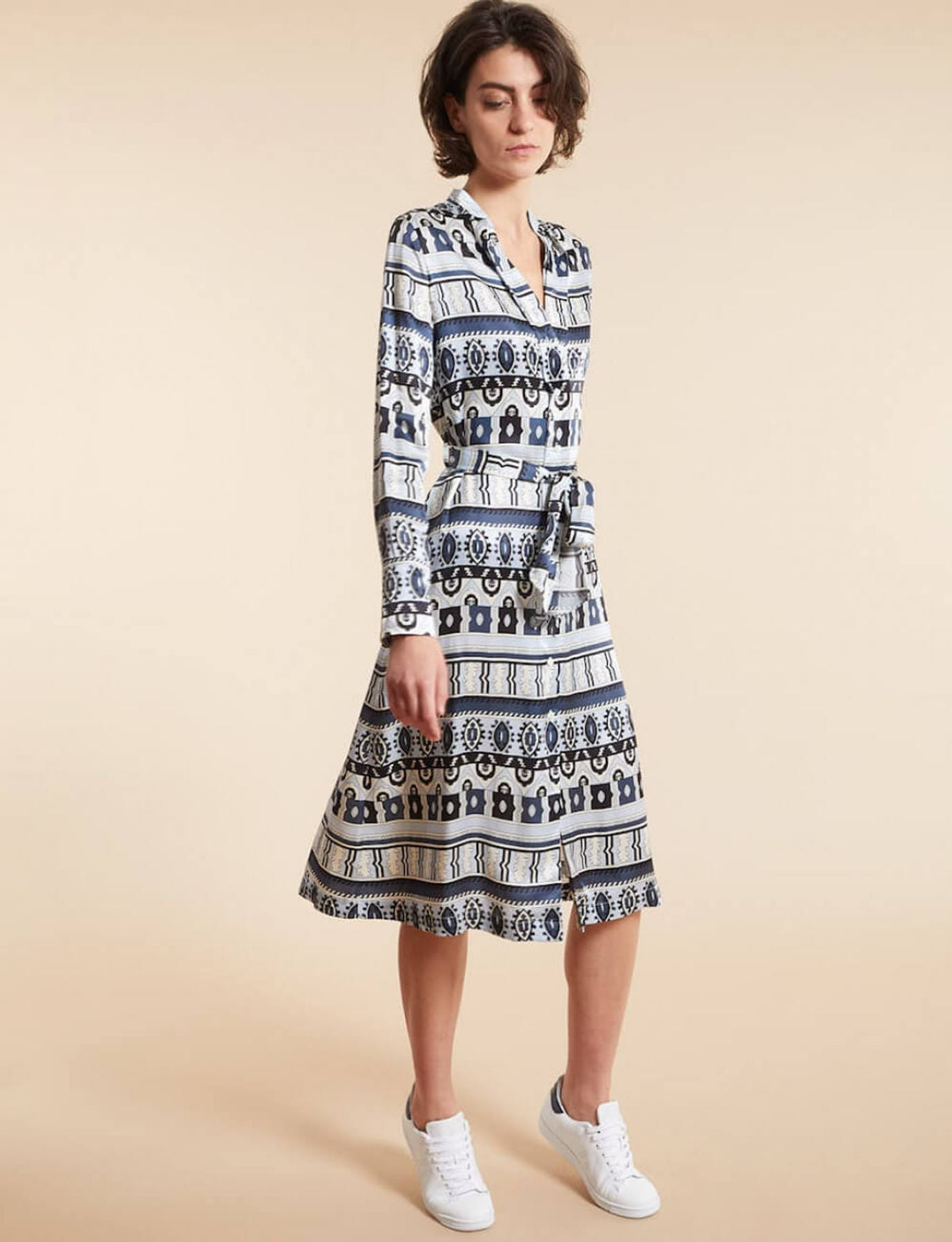 Vestido estampado orquídea Ritz azul