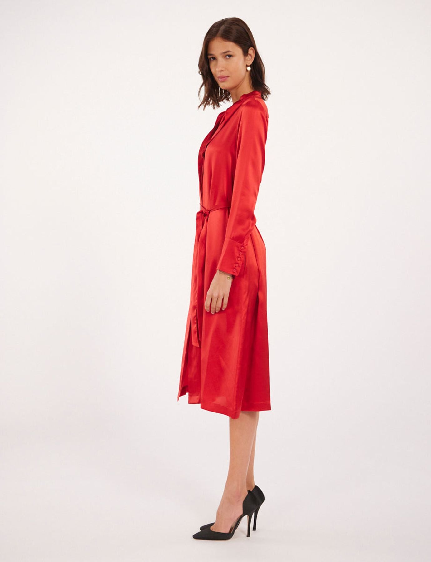 Vestido de orquídeas rojas