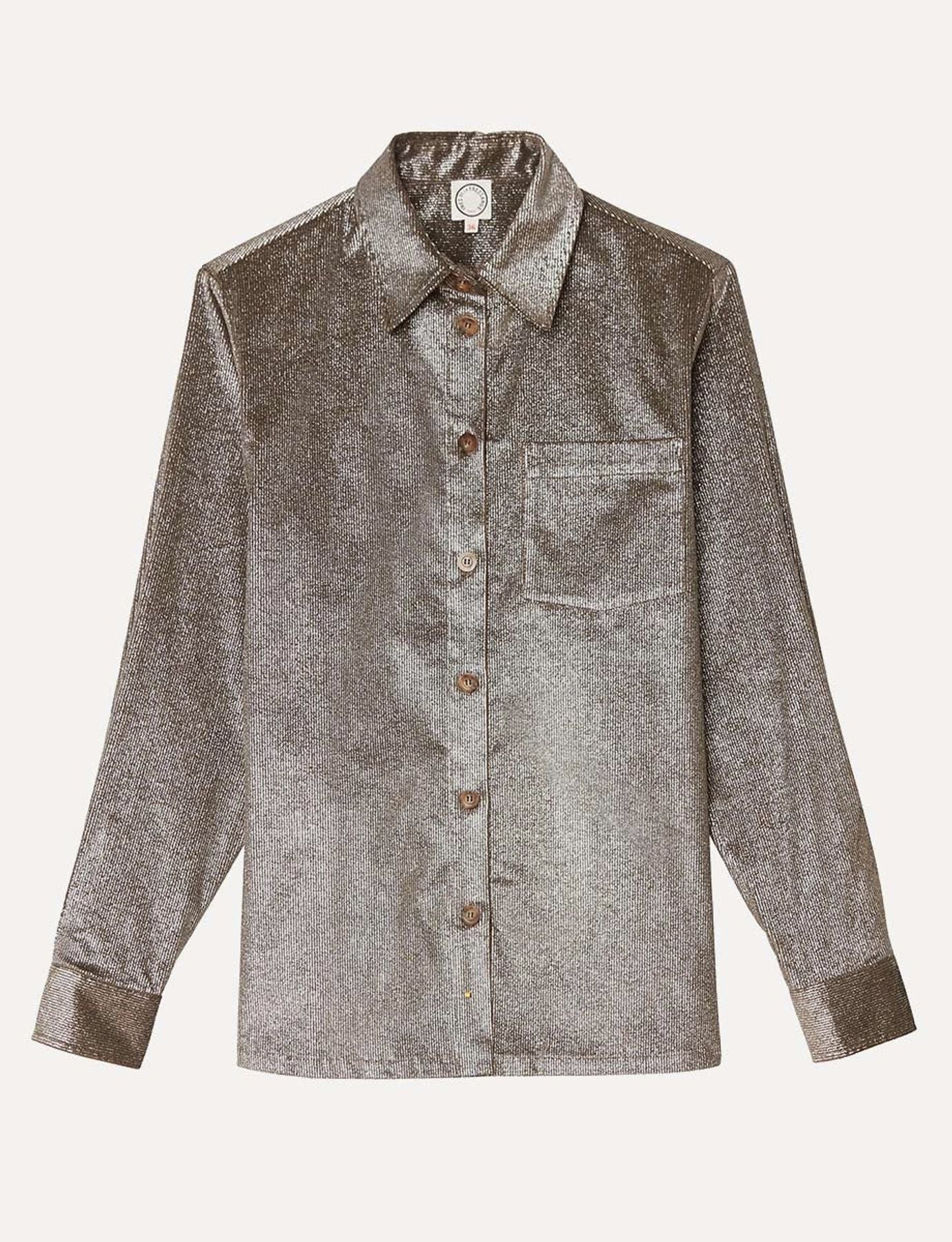 Cassia shirt in silver velvet
