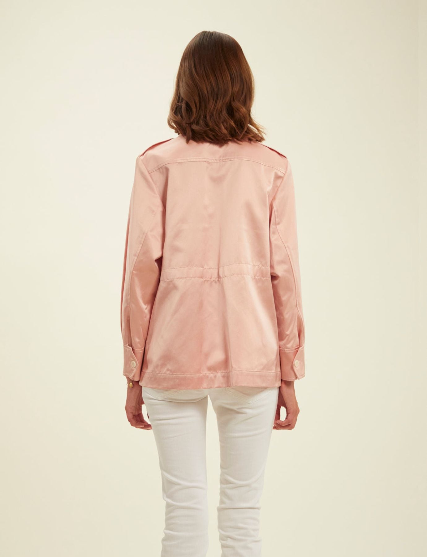 Chaqueta Neva de satén de algodón rosa