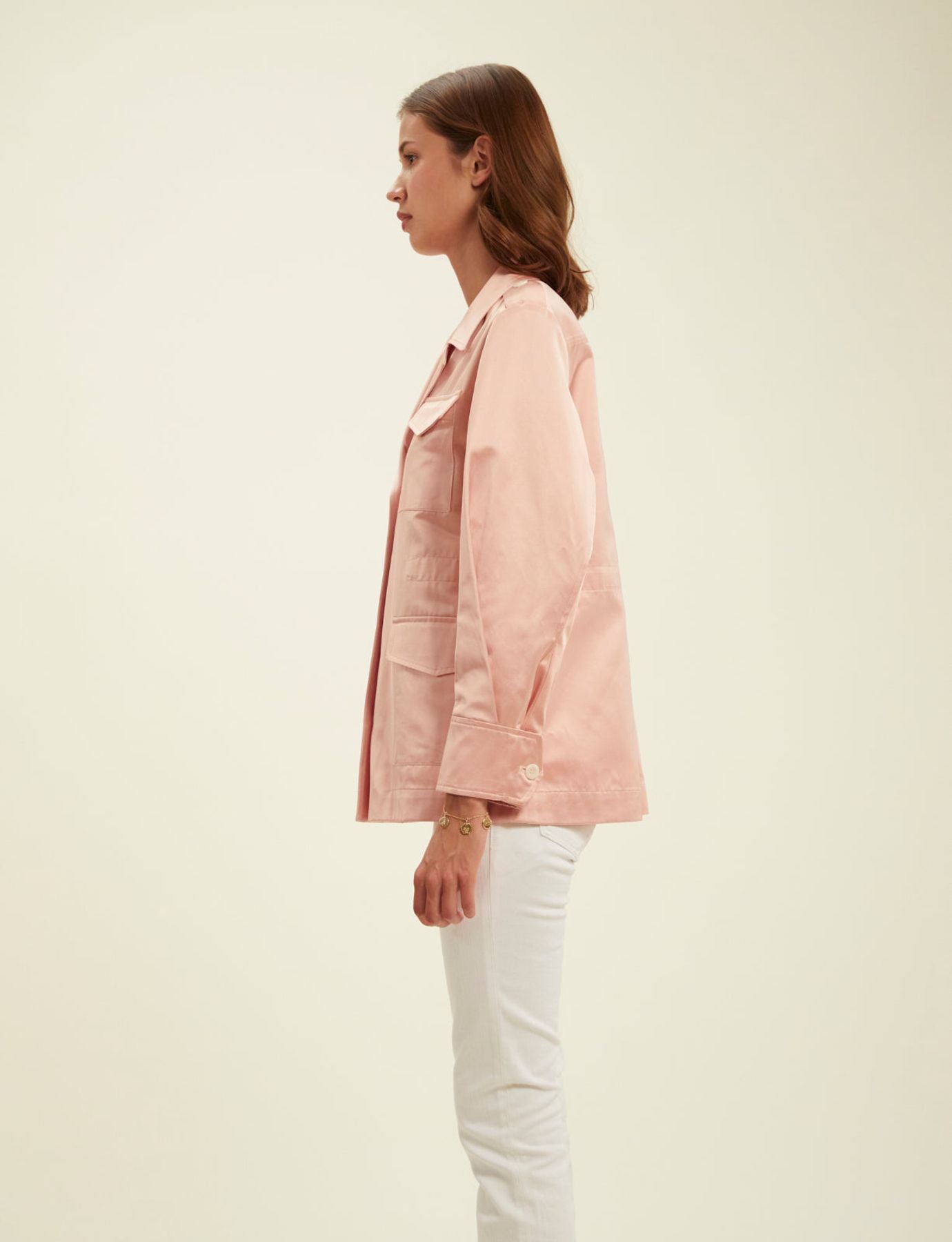 Chaqueta Neva de satén de algodón rosa