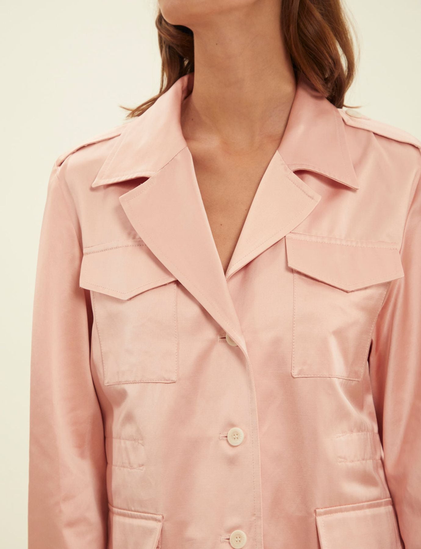Chaqueta Neva de satén de algodón rosa