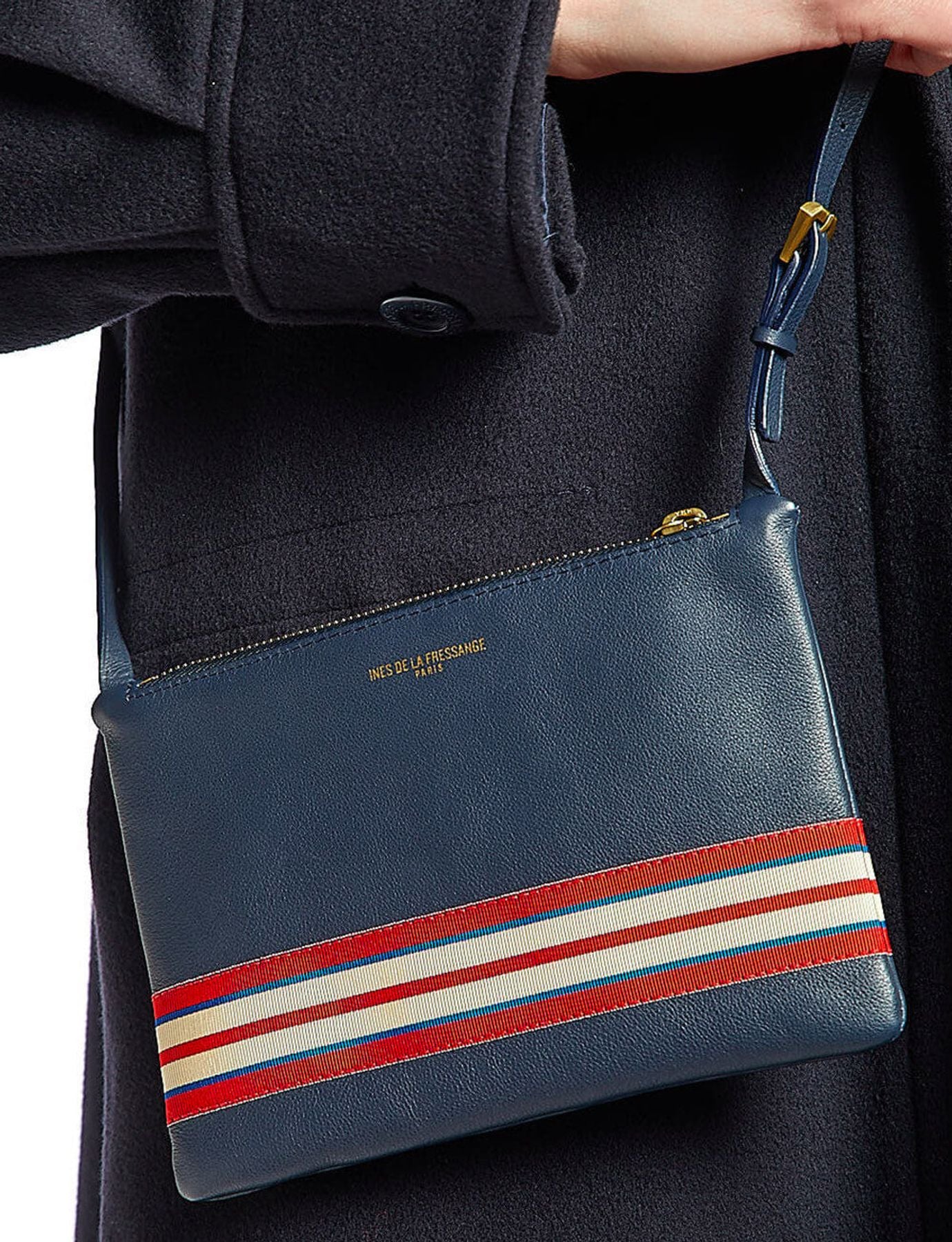 Le Parisien clutch bag in navy leather
