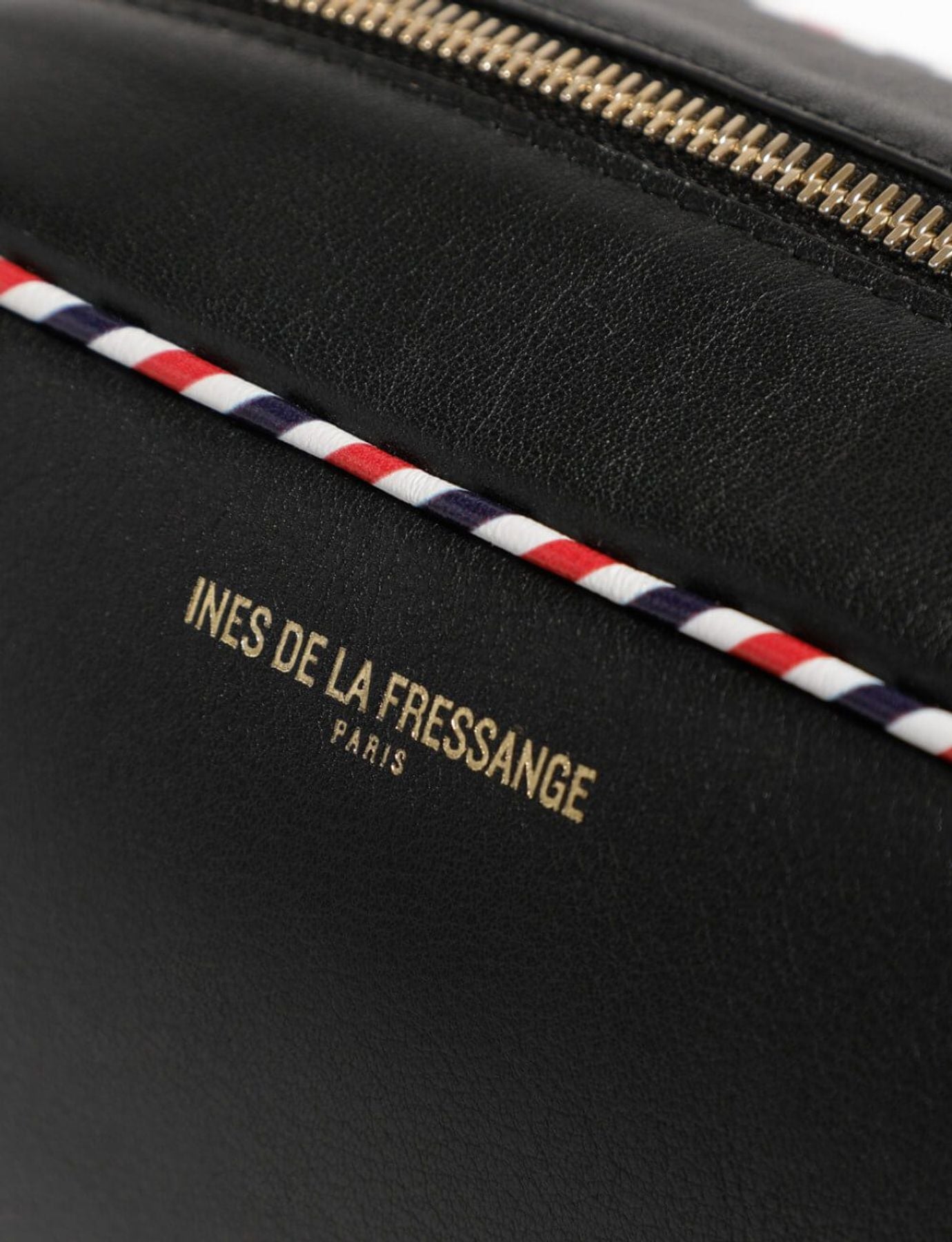 Marcia bag in black leather with tricolour trim