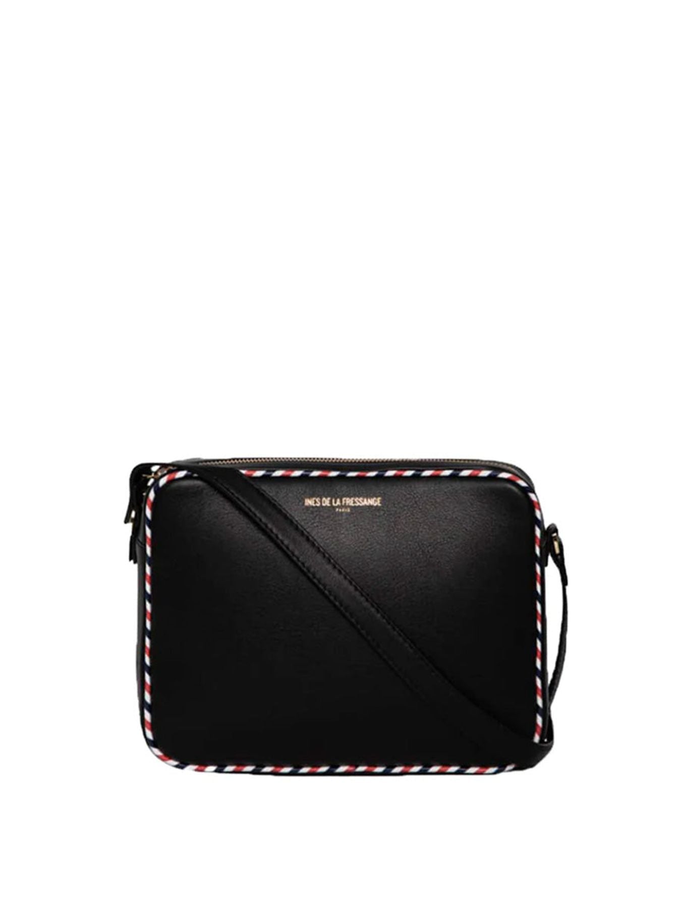 Marcia bag in black leather with tricolour trim