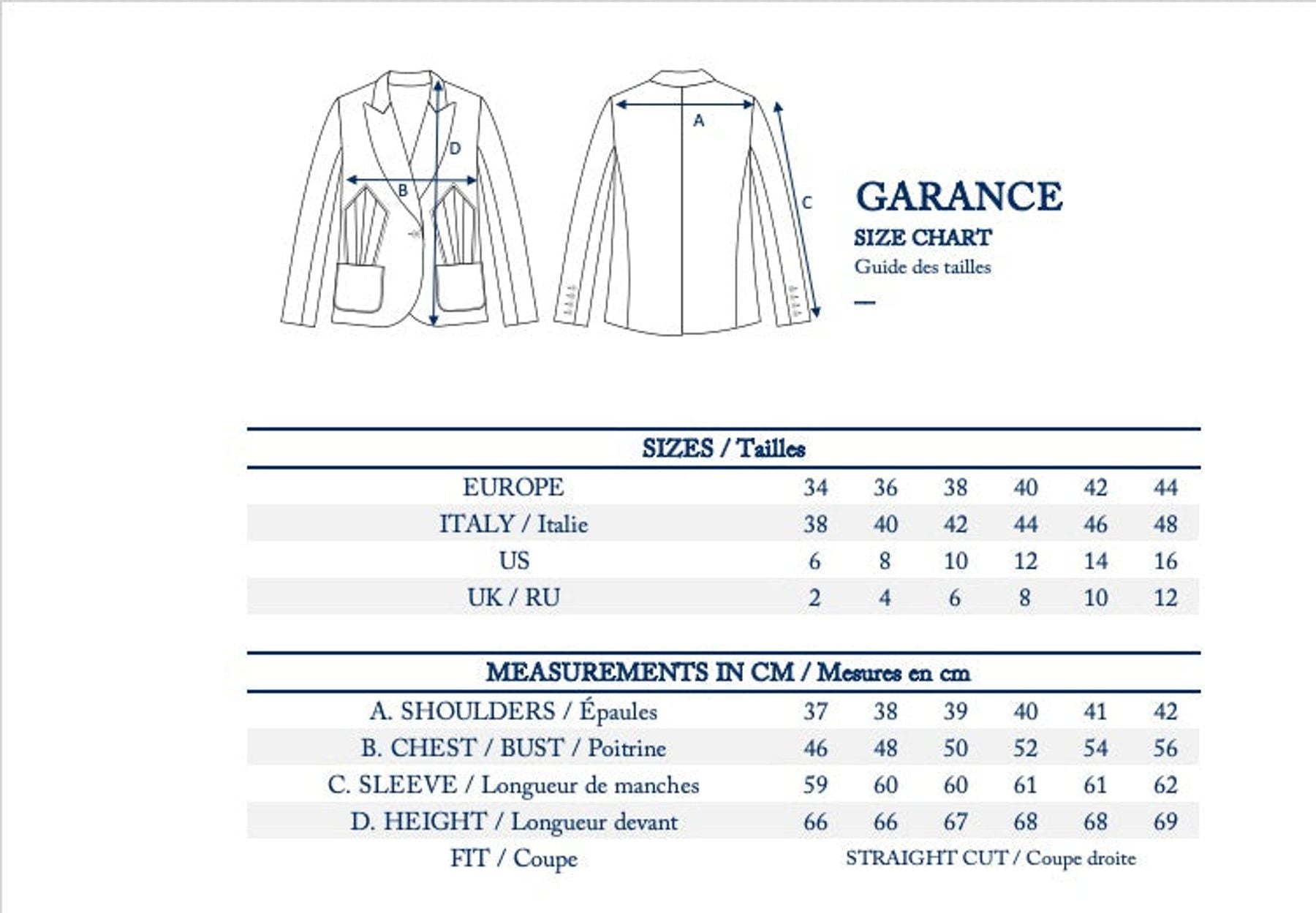 Chaqueta azul marino Garance