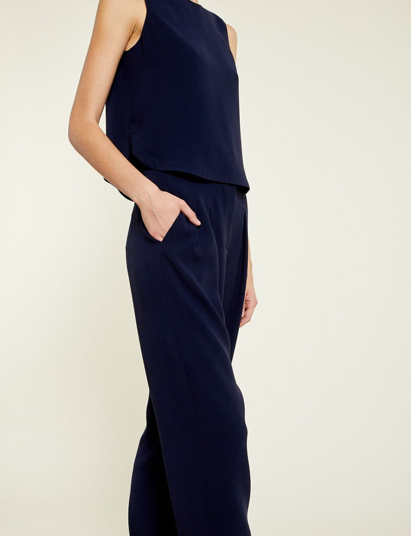 Pantalón Atalia azul marino algodón acetato