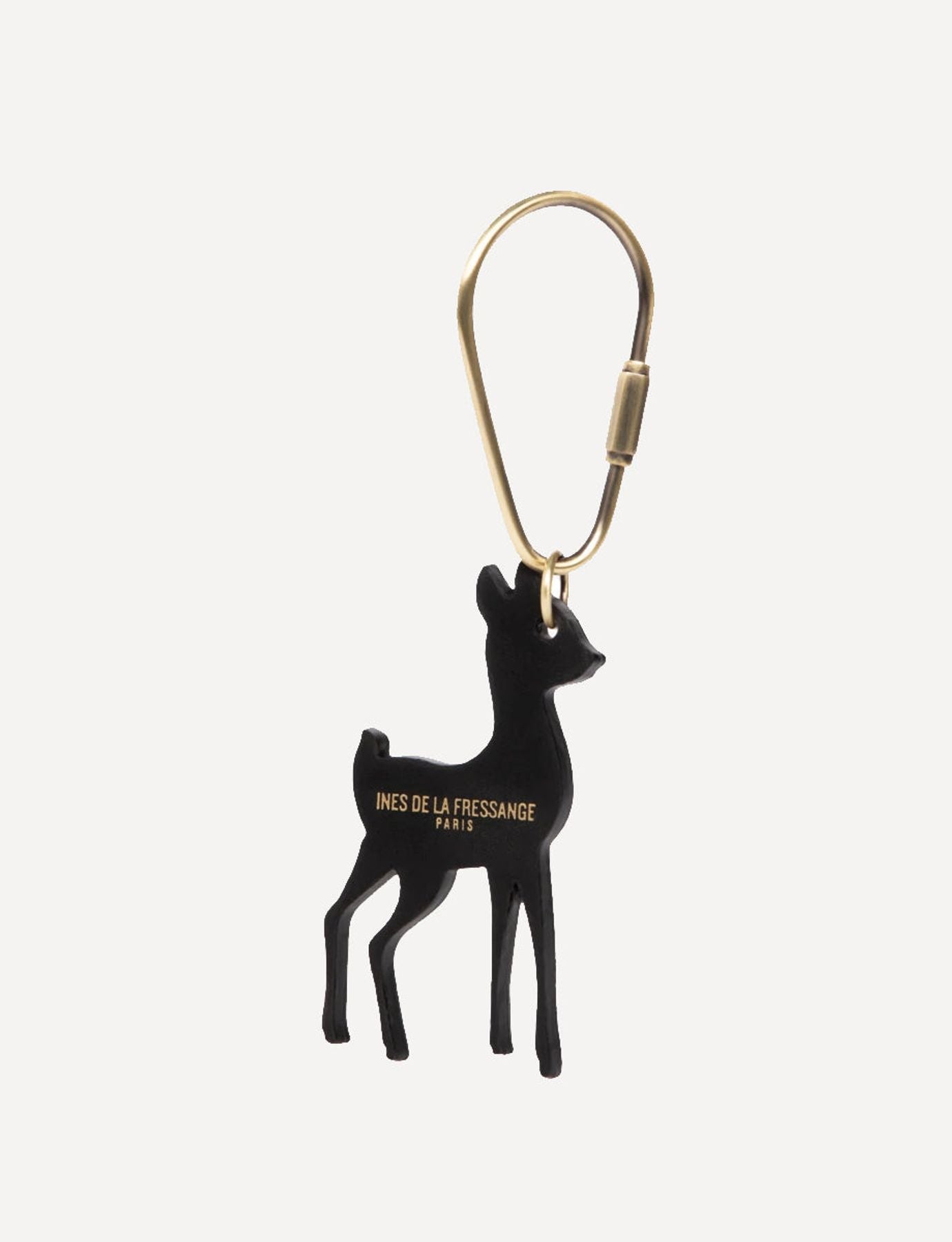 Leon black leather key ring