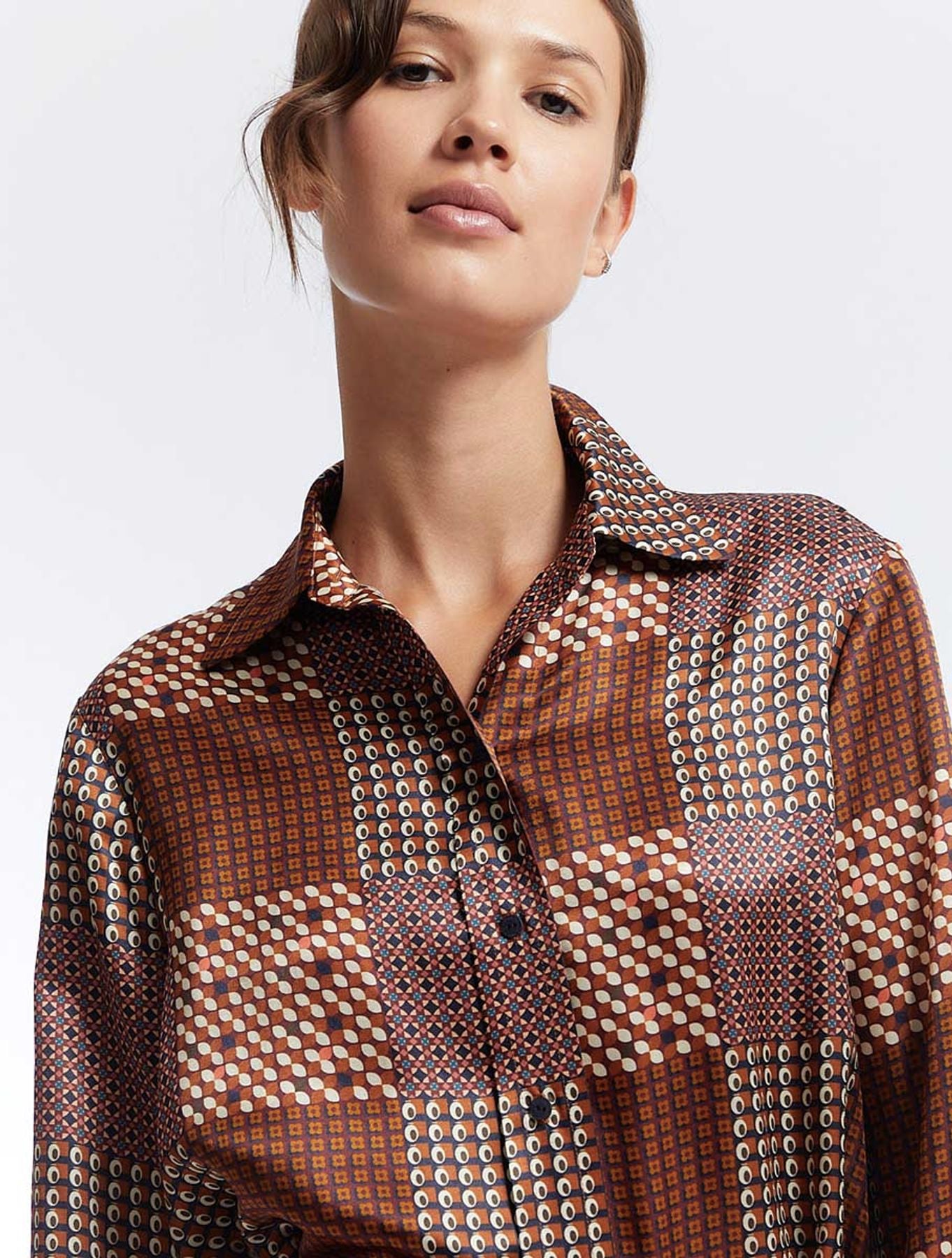 Vestido Amour in camel patchwork