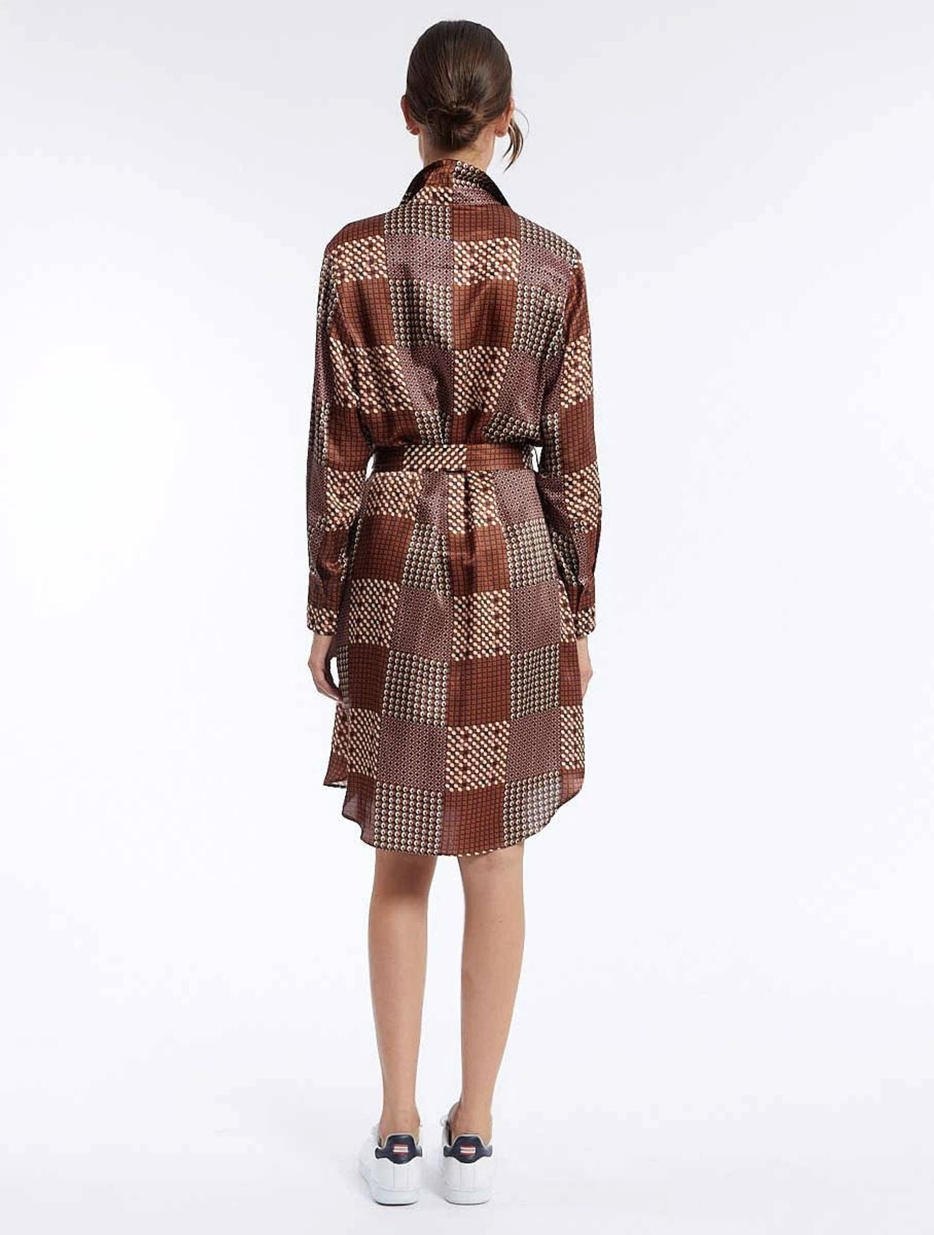 Vestido Amour in camel patchwork