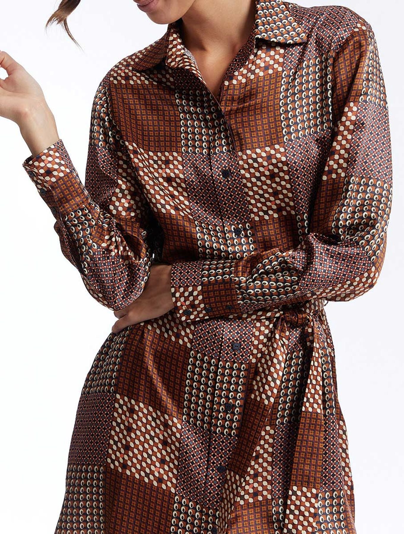 Vestido Amour in camel patchwork