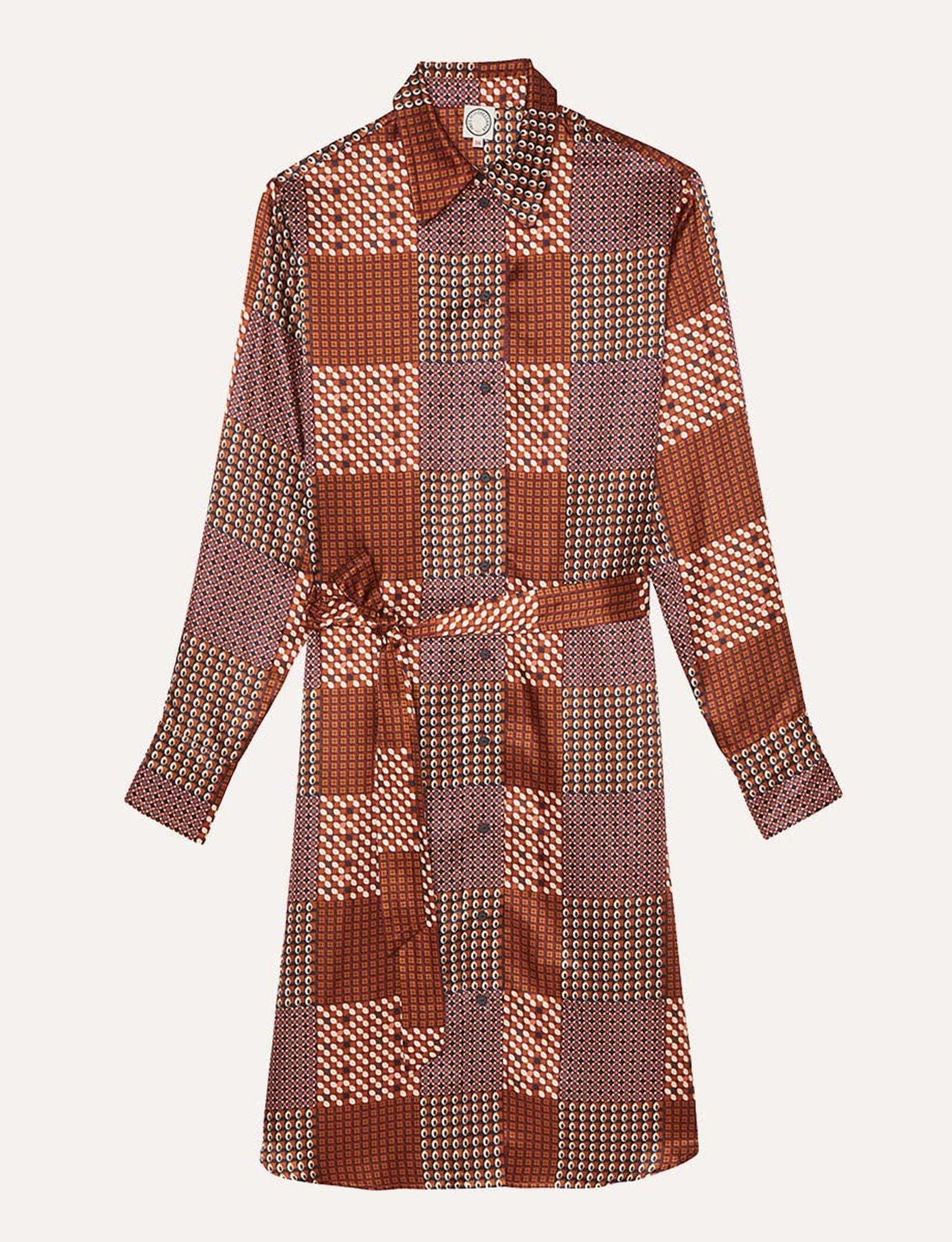 Vestido Amour in camel patchwork
