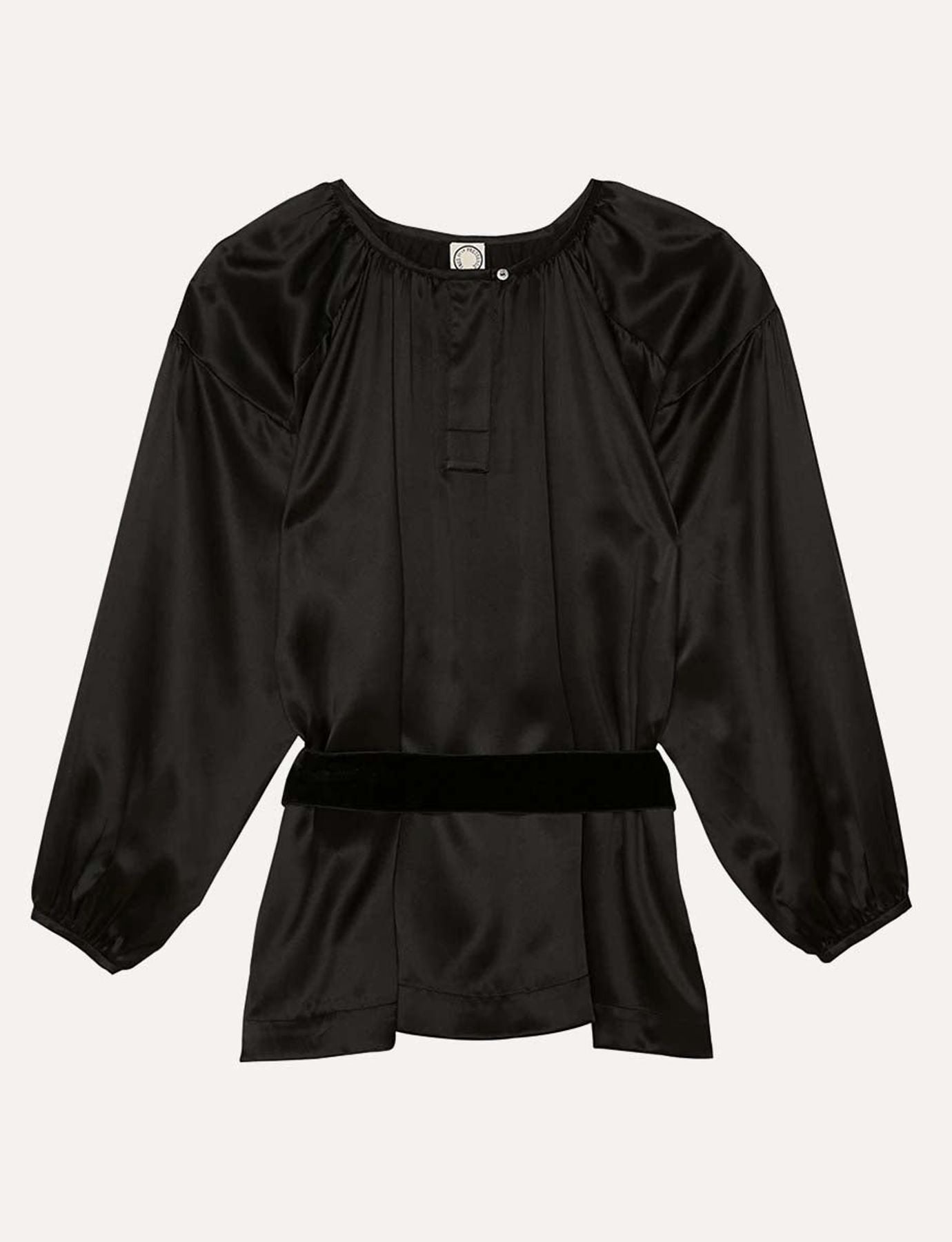 Floralie top de seda negro