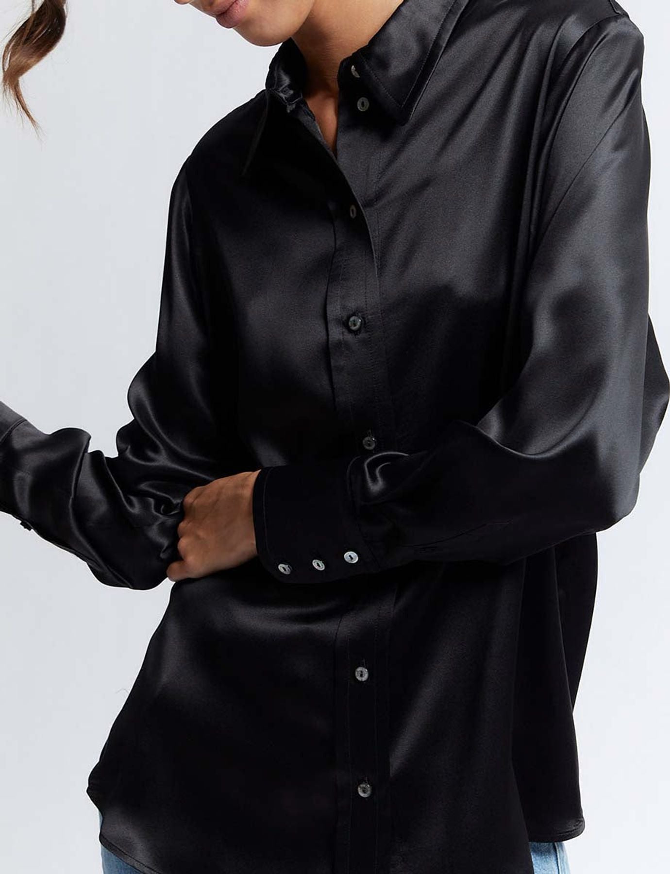Camisa de seda negra Maureen
