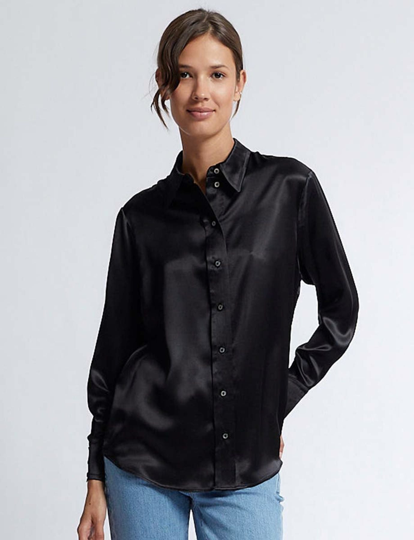 Camisa de seda negra Maureen