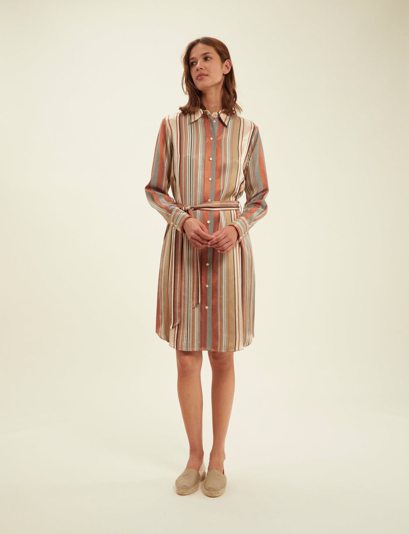 Vestido de rayas camel Amour