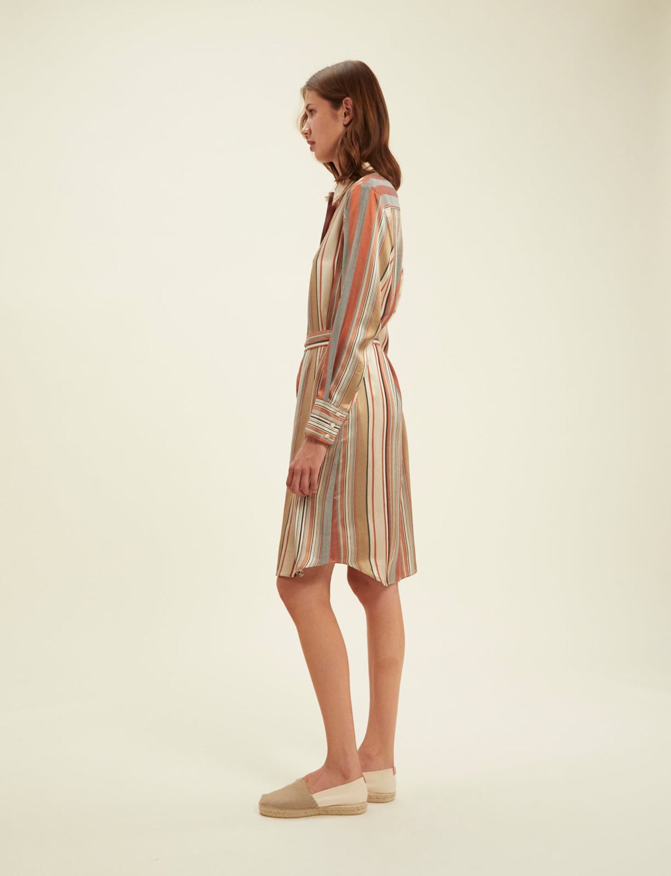 Vestido de rayas camel Amour