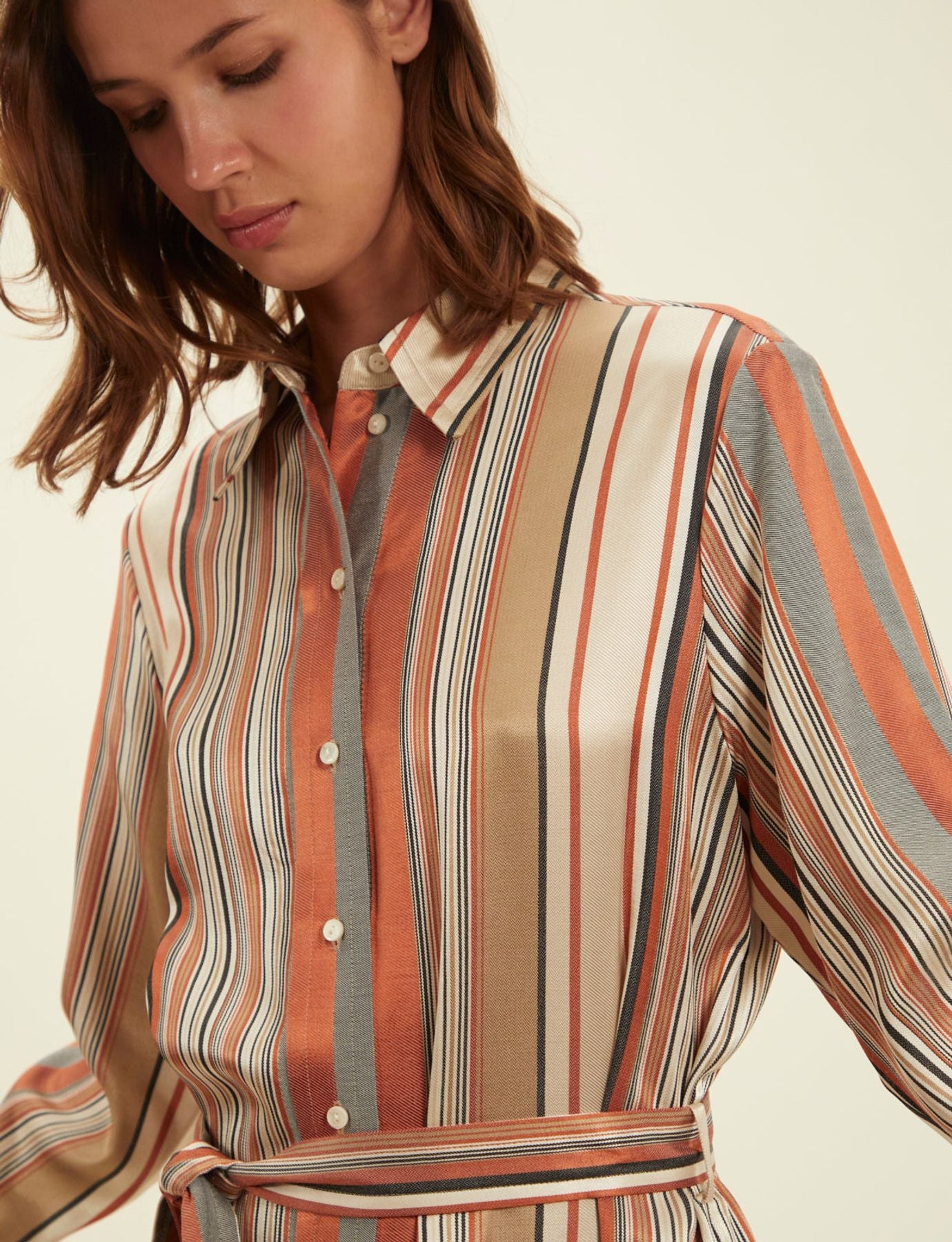 Vestido de rayas camel Amour