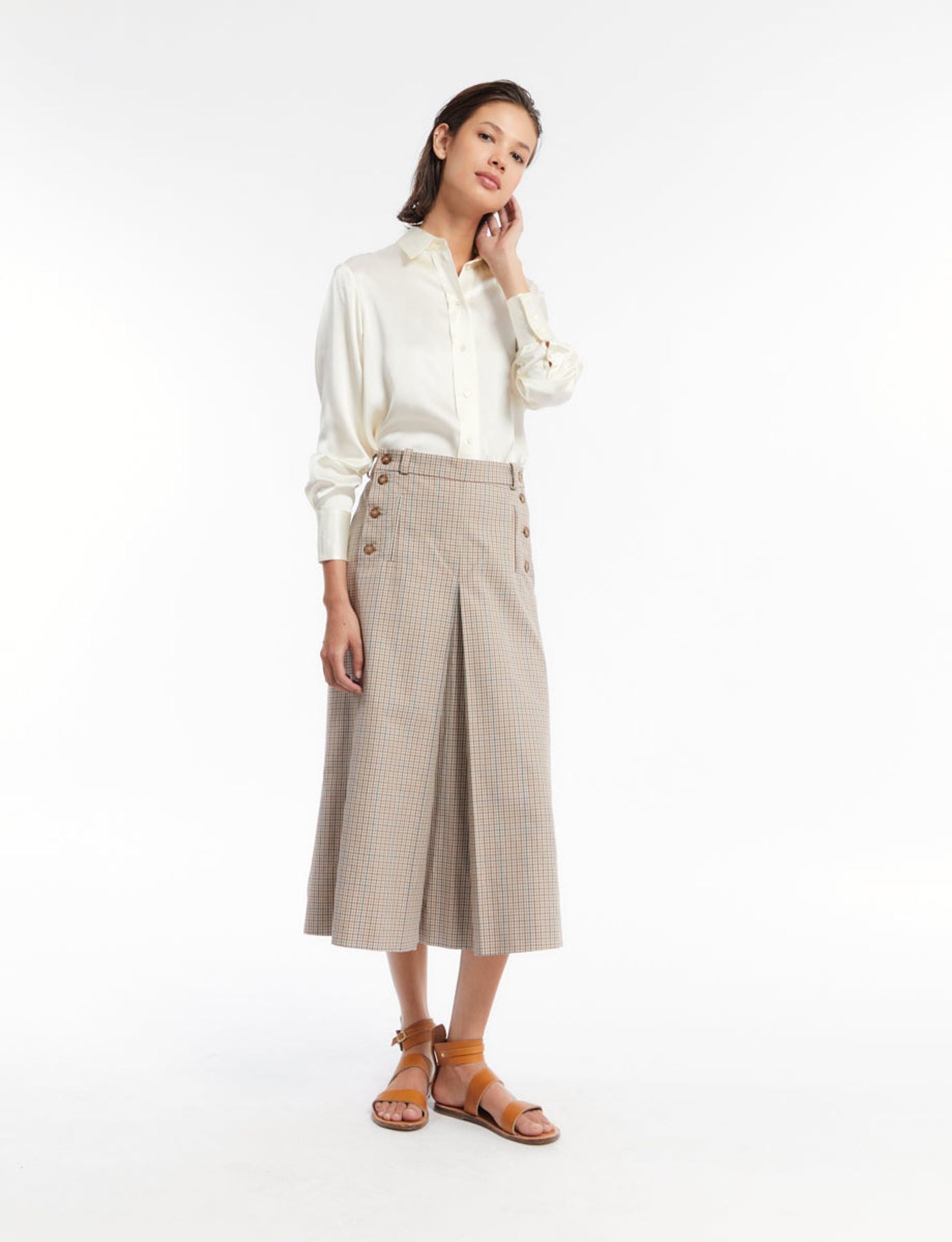 Falda Yona de cuadros beige