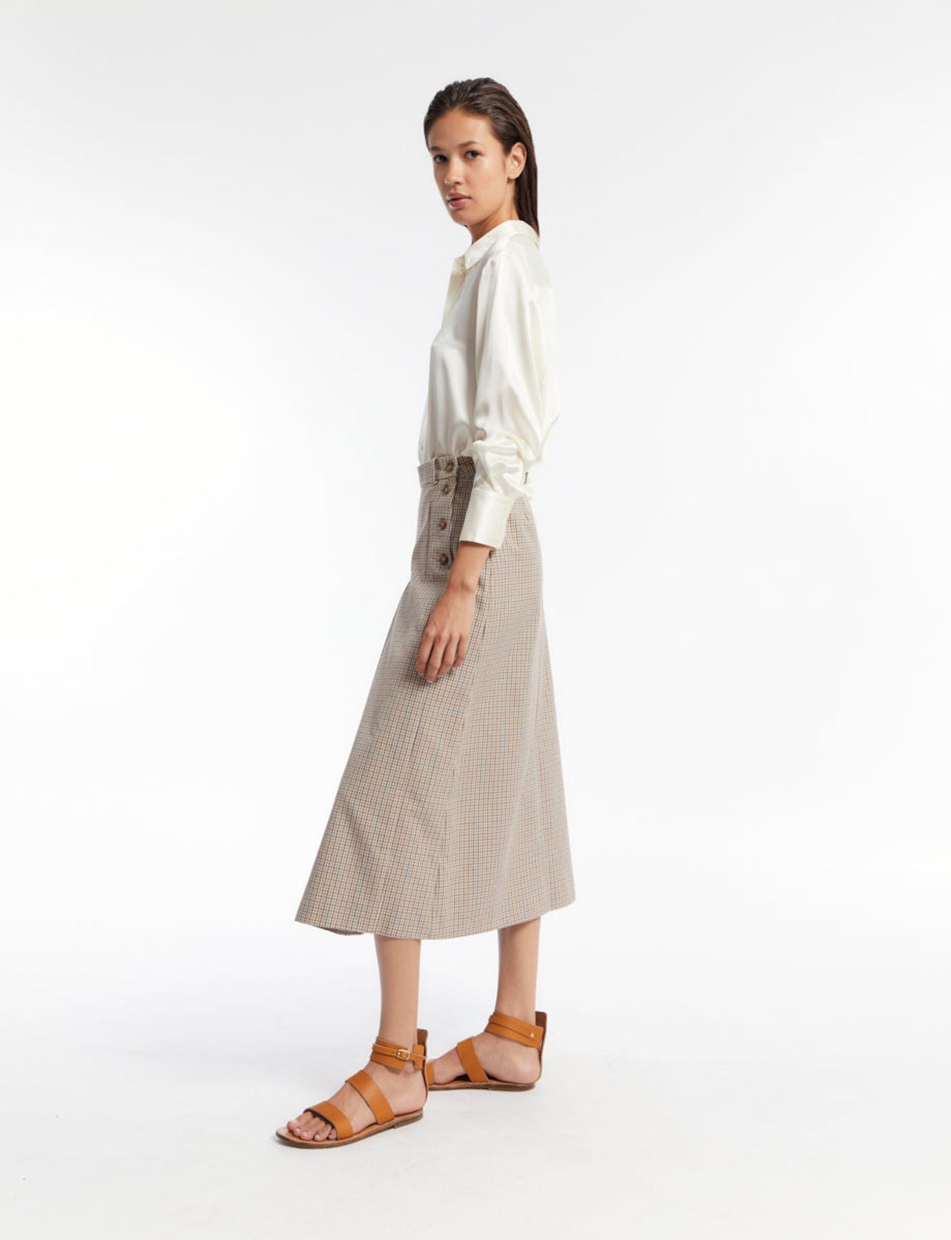 Falda Yona de cuadros beige