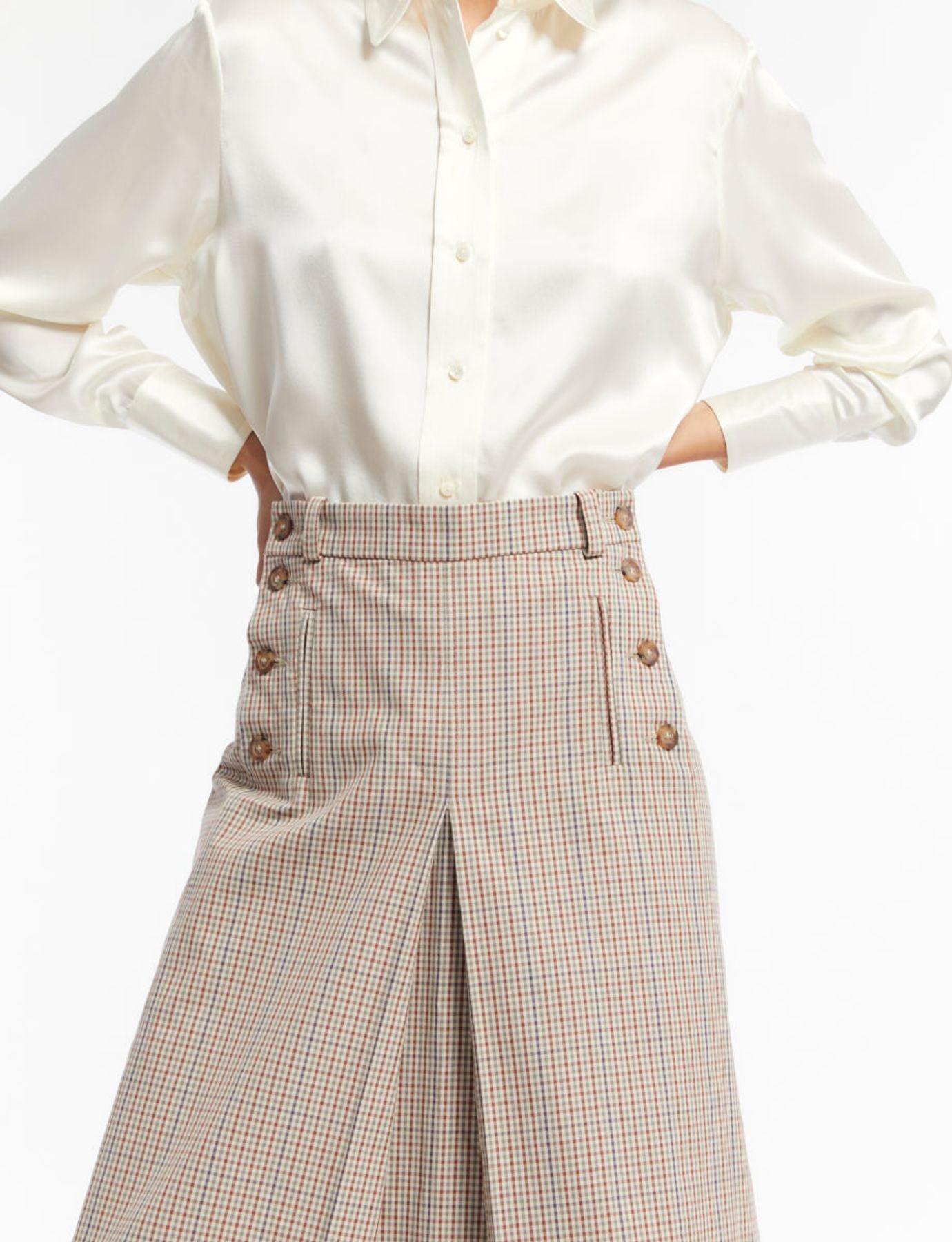 Falda Yona de cuadros beige