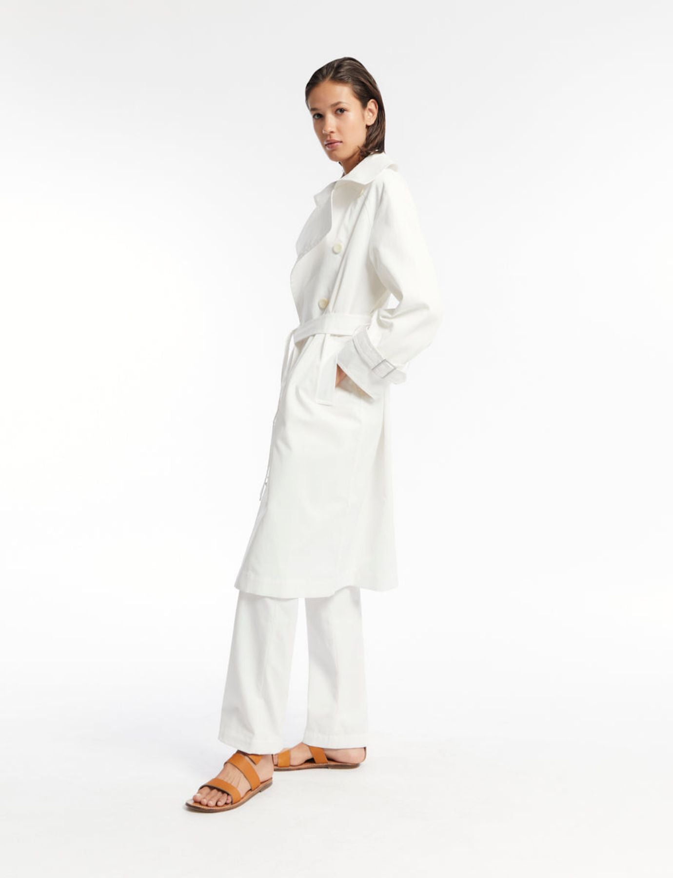 Gabardina Blake blanca de algodón