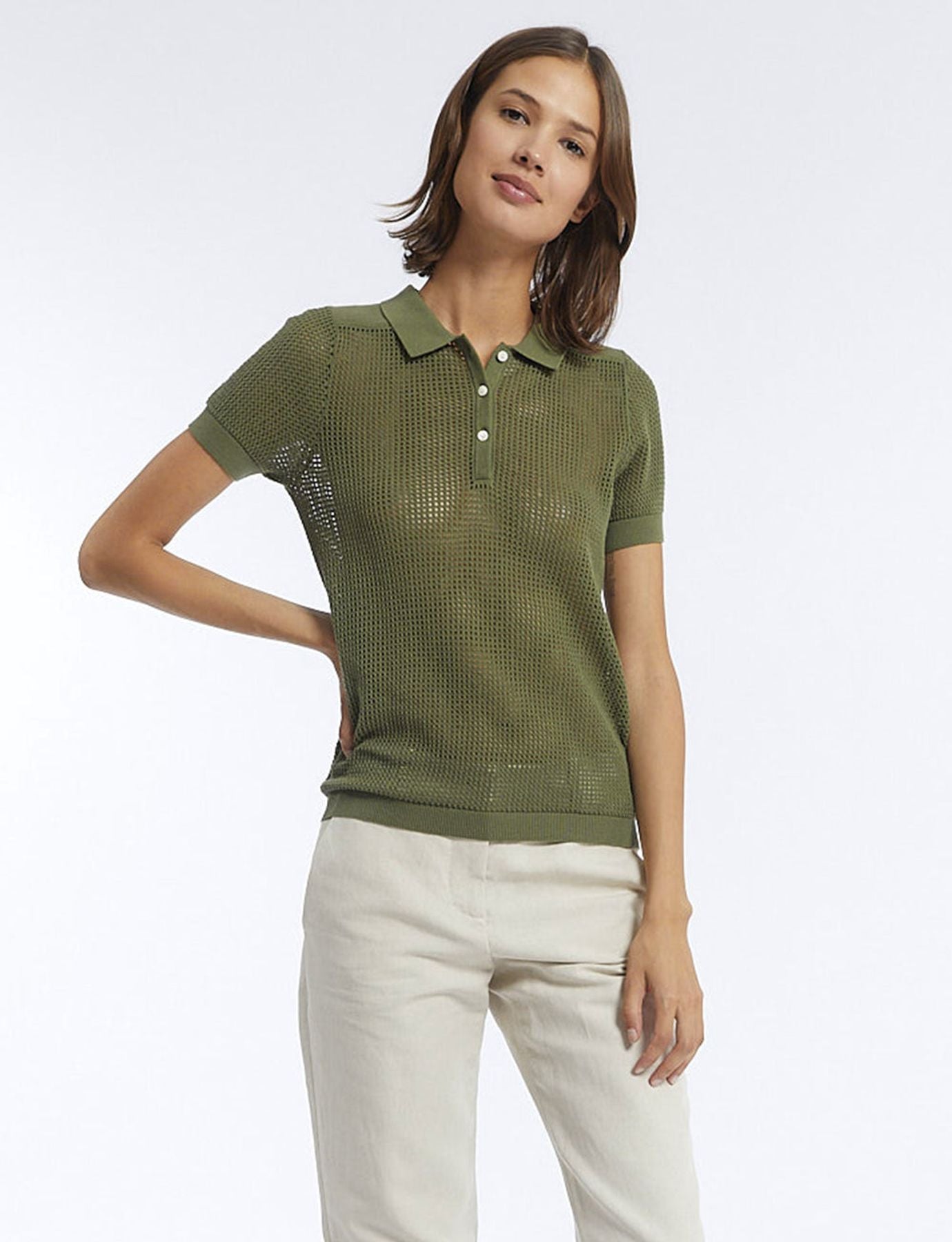 Polo de ganchillo Ilario caqui