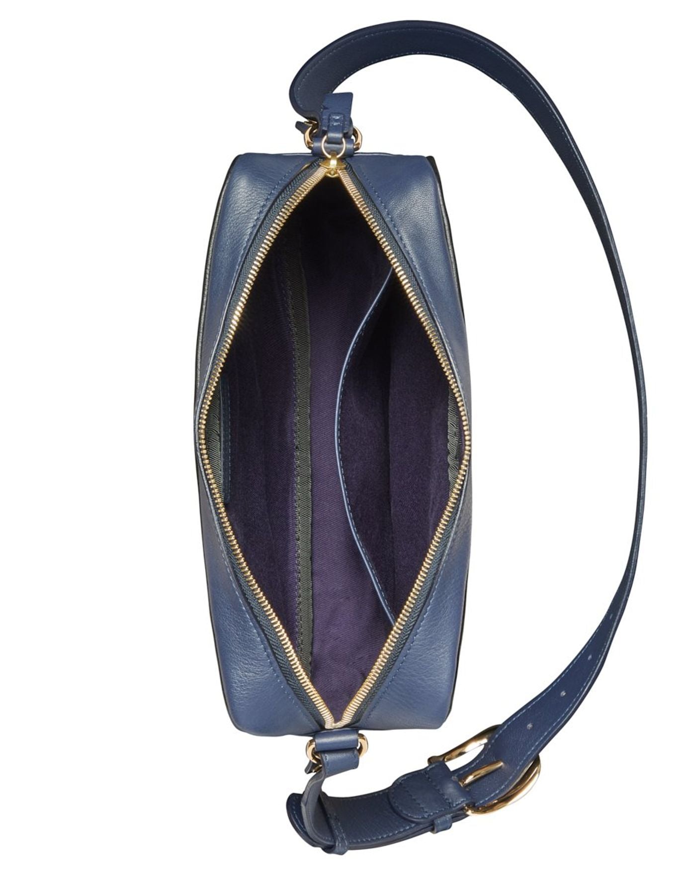 Bolso grande Marcia de piel azul marino con ribetes negros