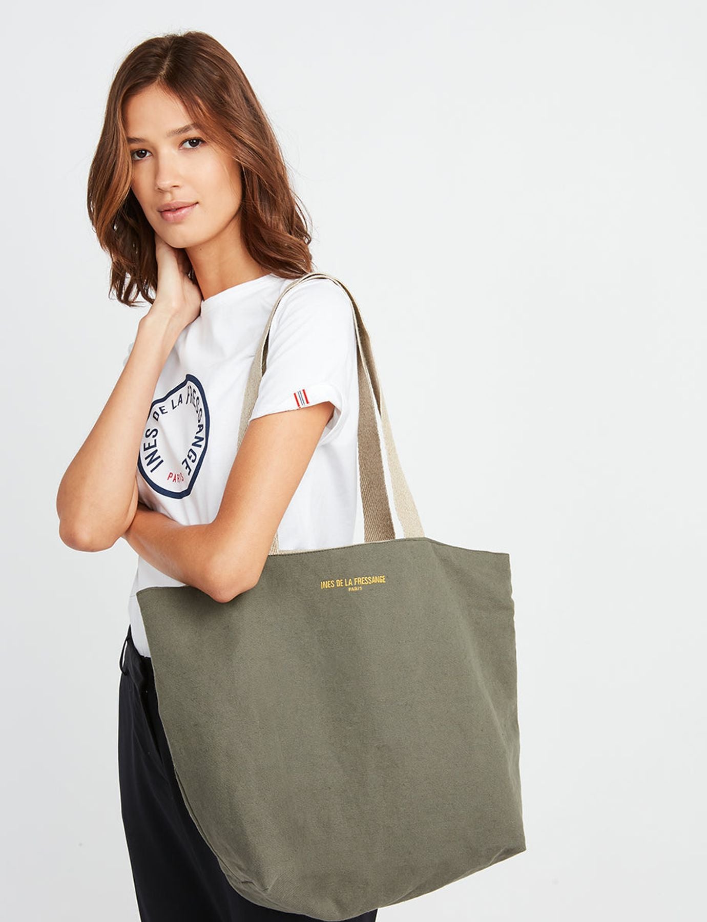 Reversible tote bag Lila khaki